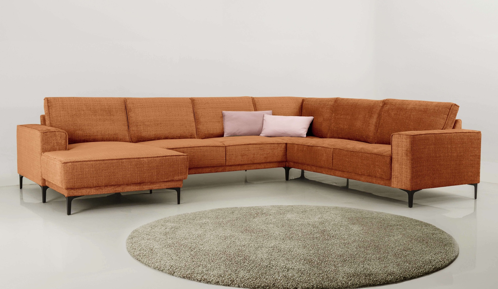 Image of GOODproduct Wohnlandschaft "OLAND U-Form, XXL, B: 342 cm, Skandi-Design" Skandi-Design in Struktur, Flachgewebe, Luxus-Microfaser, Boucle