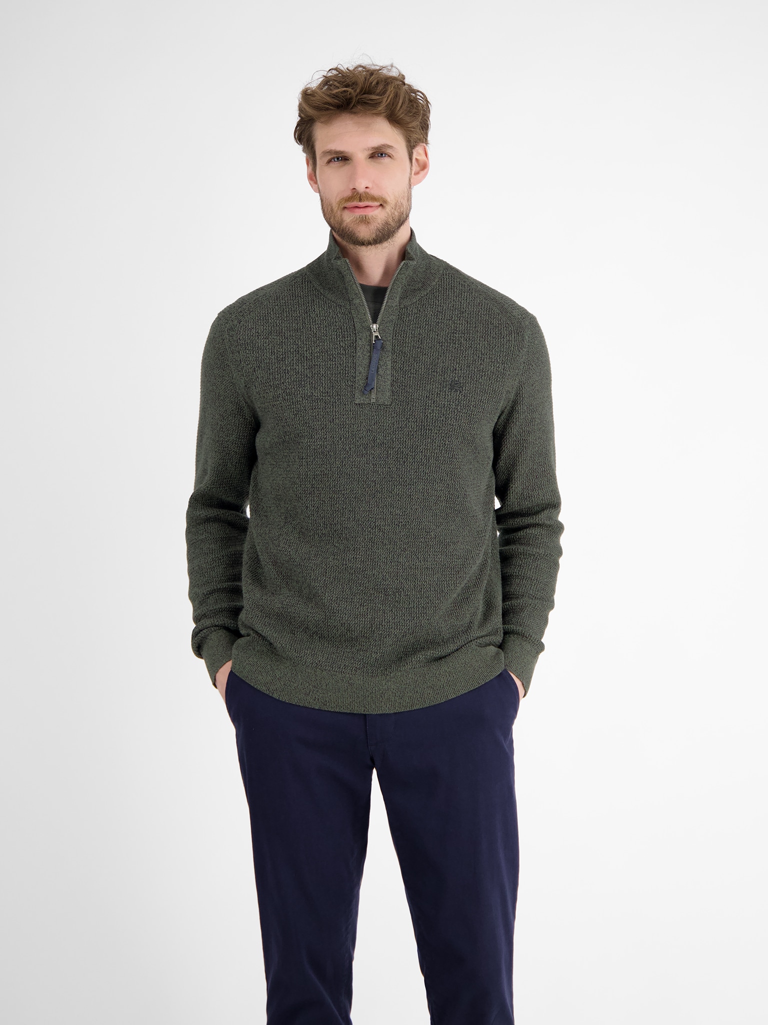 Image of LERROS Strickpullover mit Troyer-Reissverschluss, Stehkragen