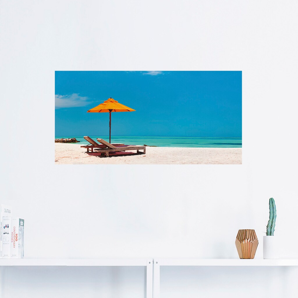 Artland Wandbild »Liegestuhl Sonnenschirm Strand Malediven«, Strand, (1 St.)