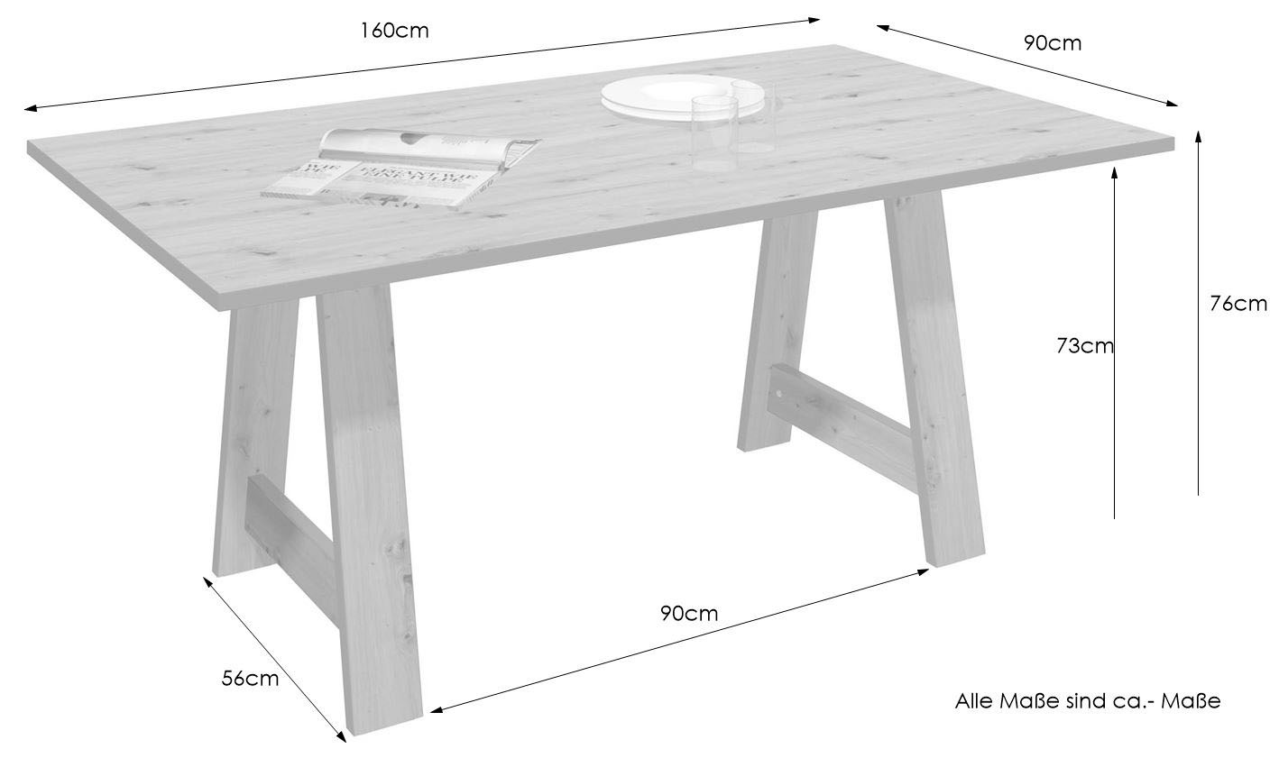 Homexperts Esstisch, Breite 160 cm, Gestell in A-Form
