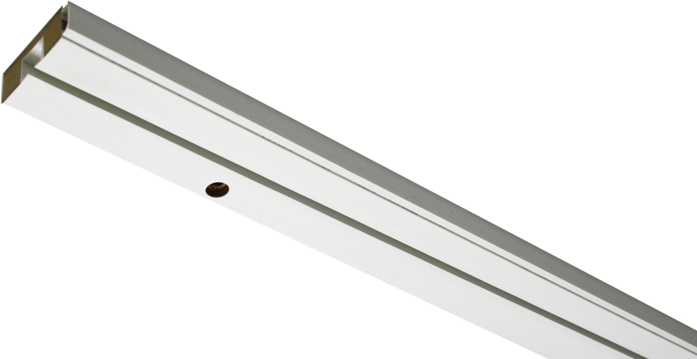 GARDINIA Vorhangschiene »GE mit Profil für Blendenbefestigung« 1 läufig-läufig mit Bohren, Holz, gebohrt für Deckenmontage