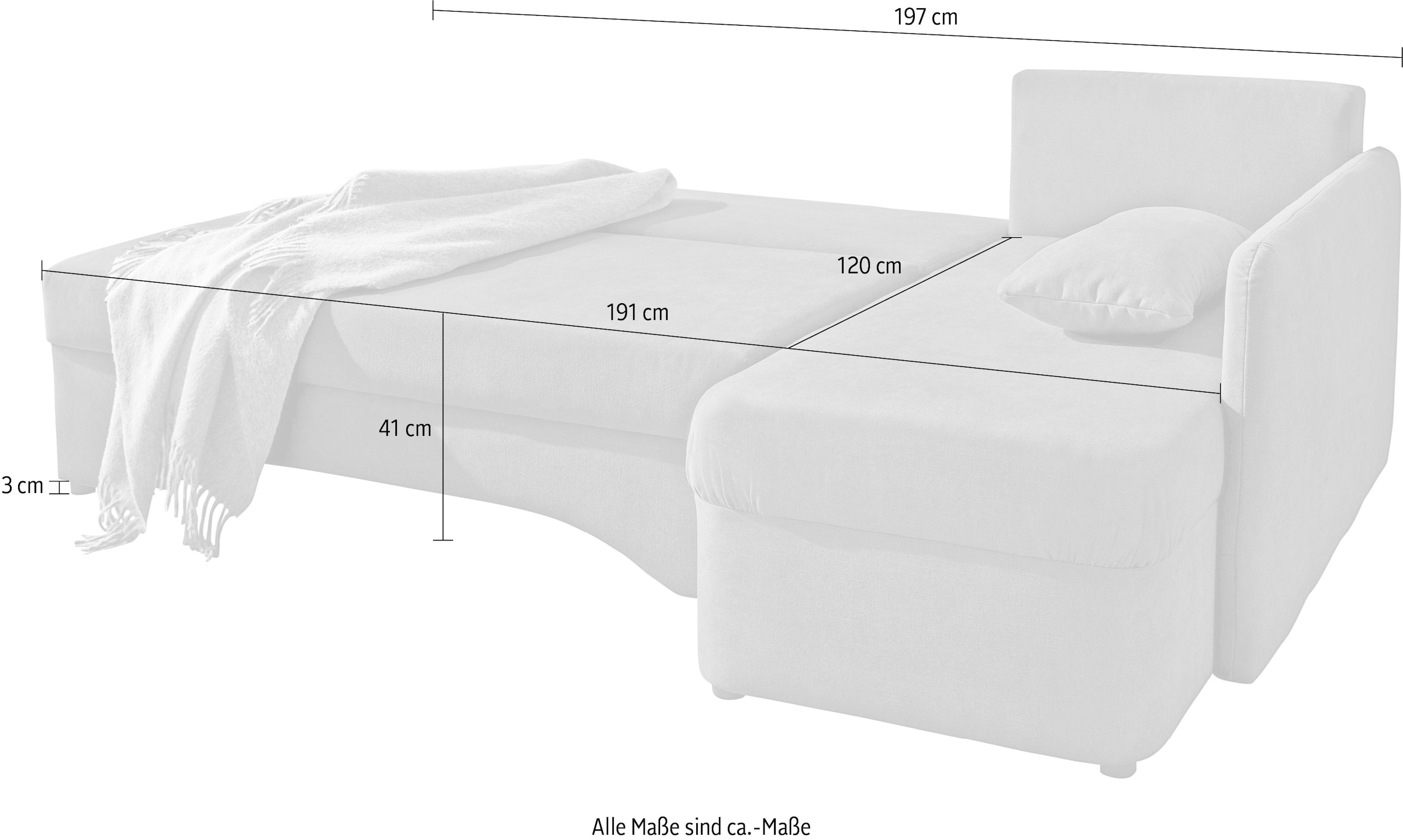 Jockenhöfer Gruppe Canapé d'angle »Nivaris L-Form, B: 197 cm« avec fonction couchage & coffre de lit, notre prix permanent le plus bas