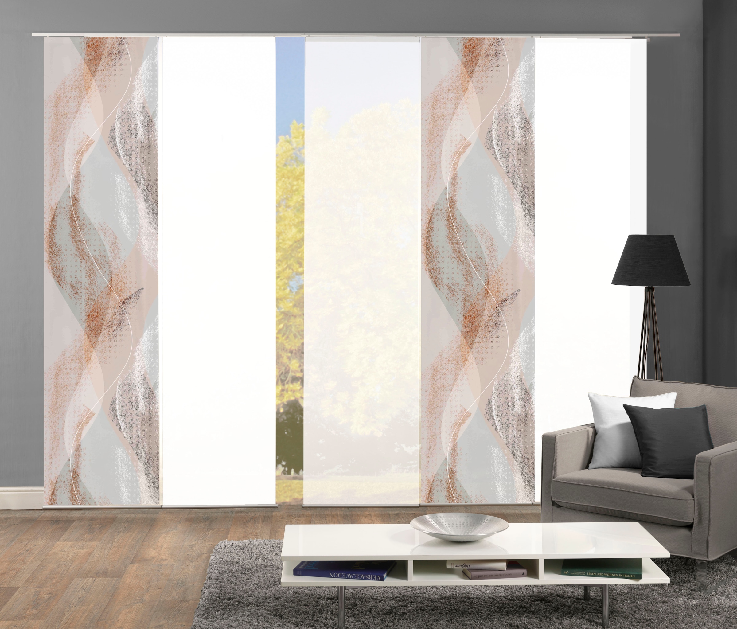 HOME WOHNIDEEN Rideau coulissant »TORRE« Support de panneau 1 cuis tlg. DIGITALDRUCK