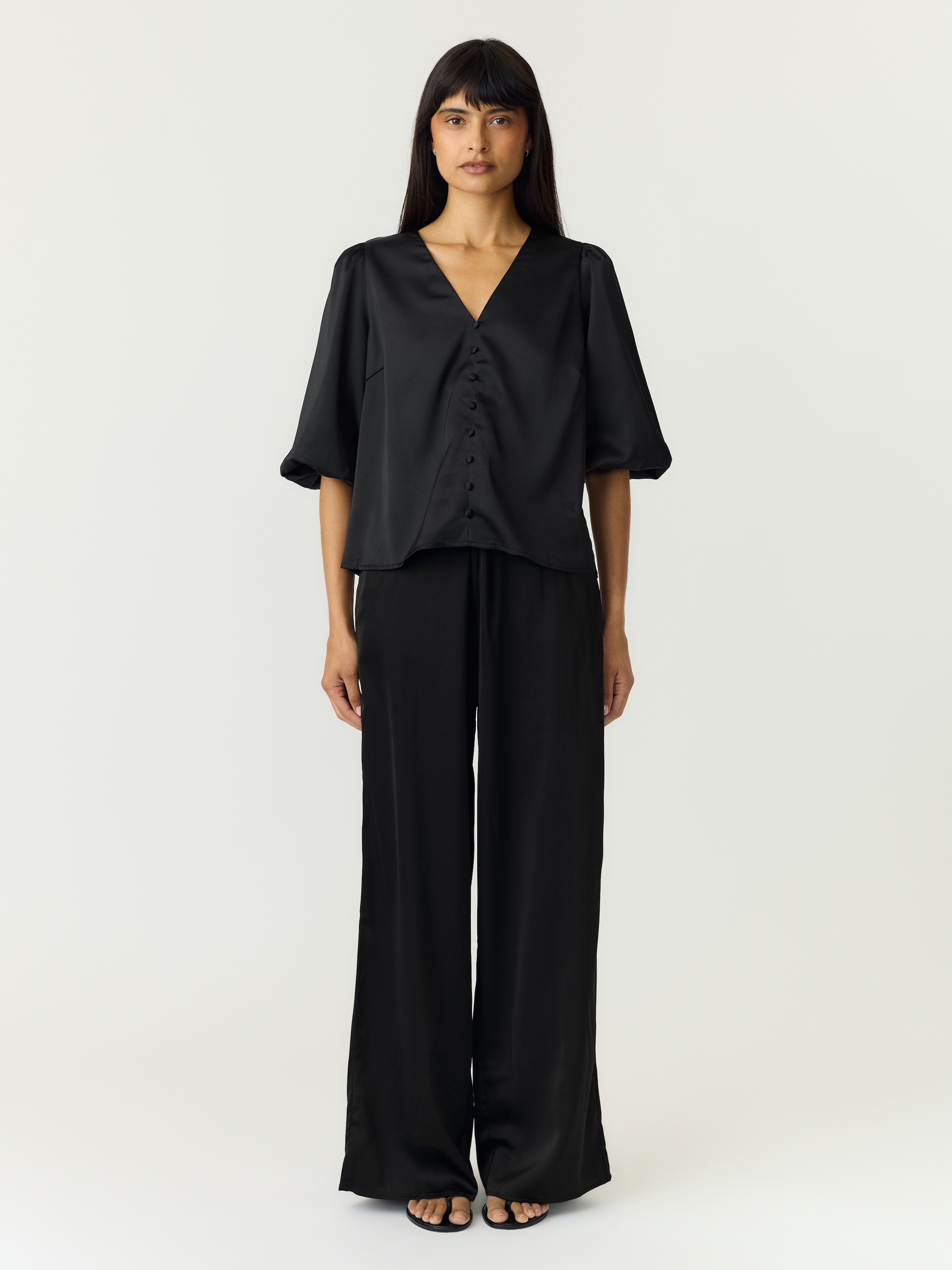 Y.A.S Anzughose »YASPELLA HW WIDE PANTS S. NOOS«  mit Stretch, glänzend