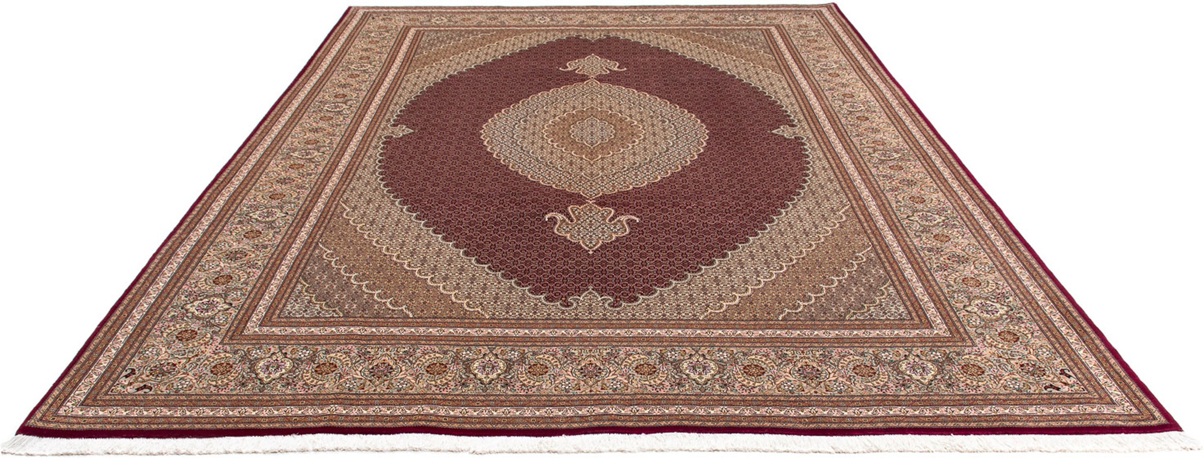 Image of morgenland Orientteppich »Perser - Täbriz - 351 x 254 cm - dunkelrot«, rechteckig, 10 mm Höhe, Wohnzimmer, Handgeknüpft, Einzelstück mit Zertifikat bei Ackermann Versand Schweiz
