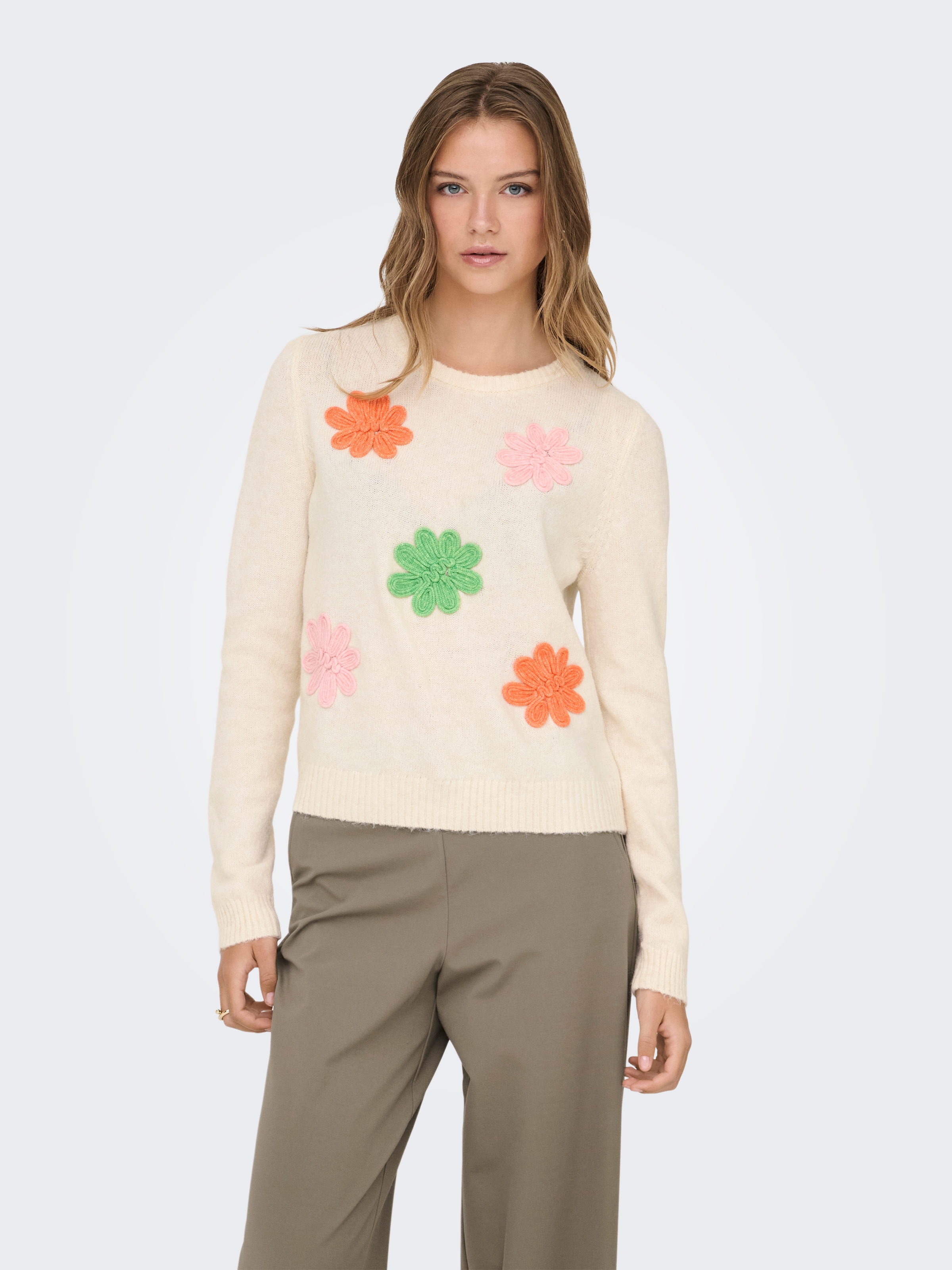 Image of ONLY Strickpullover "ONLLOTUS LIFE LS FLOWER O-NECK EX KNT"
