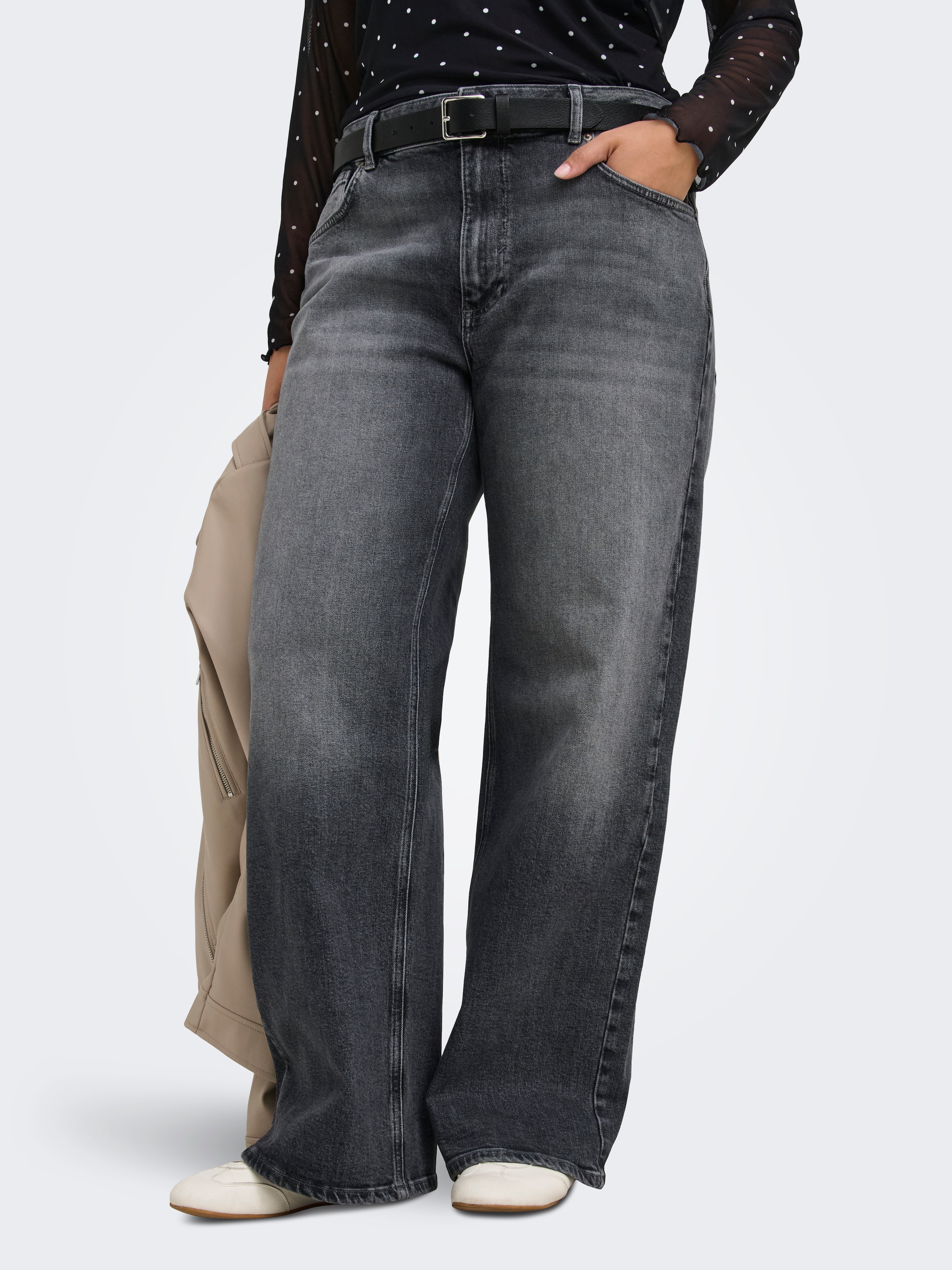 Image of ONLY CARMAKOMA High-waist-Jeans "CARJUICY HW WIDE REA957 DNM NOOS" Baumwollmischung, High Waist