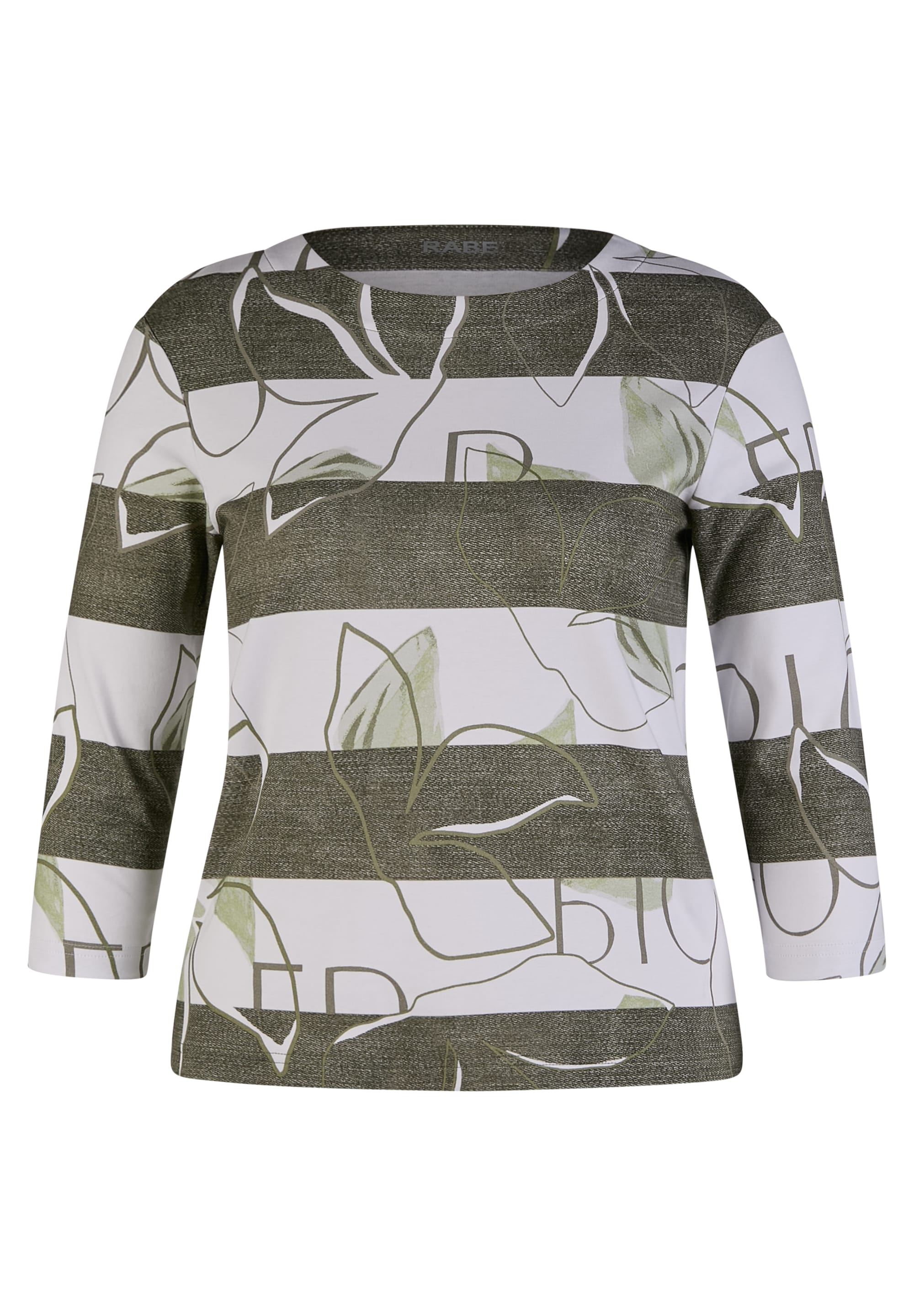 Rabe 3/4-Arm-Shirt, mit Blockstreifen und grafischem Print