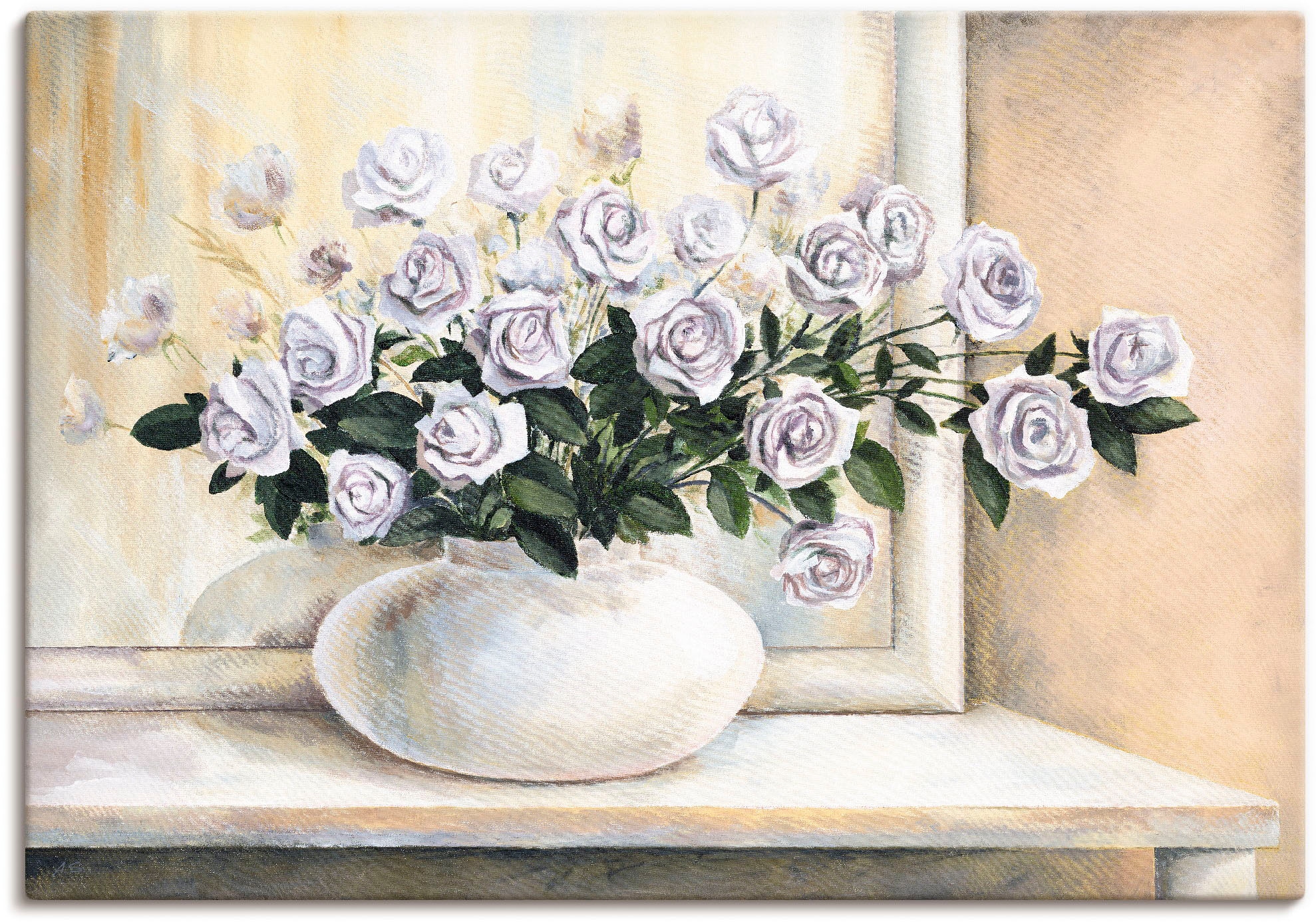 Image of Artland Leinwandbild "Rosen auf Tisch II" Blumen 1 Stk. tlg. auf Holzrahmen gespannt