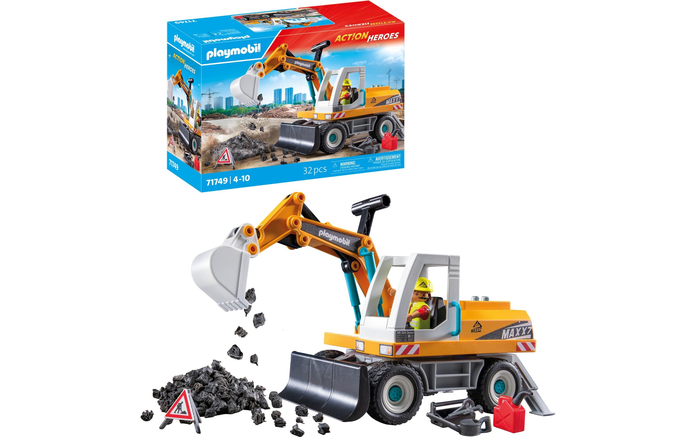 Playmobil® Spielbausteine »Action Heroes Grosser Bagger 71749«, (32 St.)