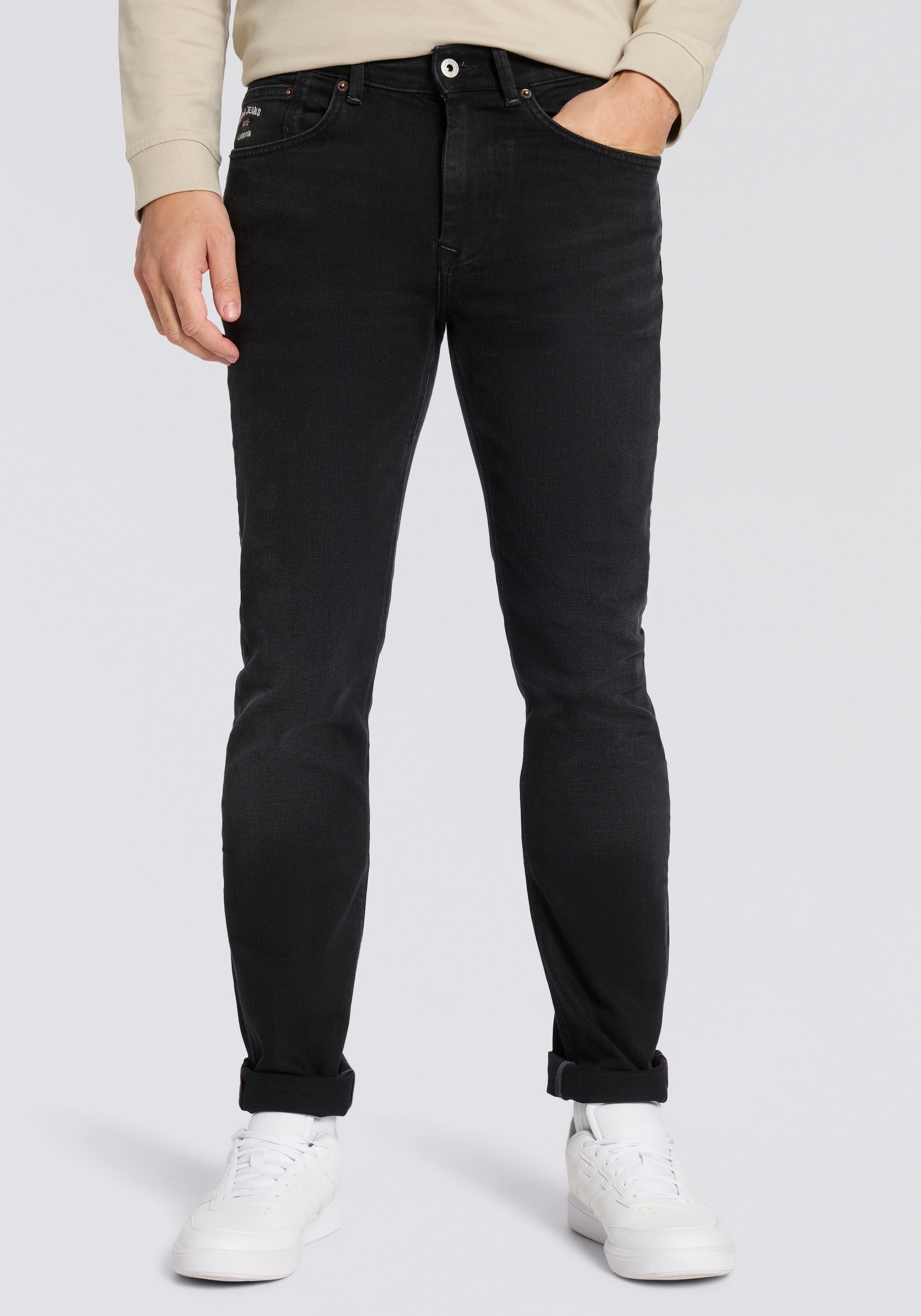 Image of Pepe Jeans Slim-fit-Jeans "SLIM JEANS HATCH FS WASHED BLK" im 5-Pocket-Stil