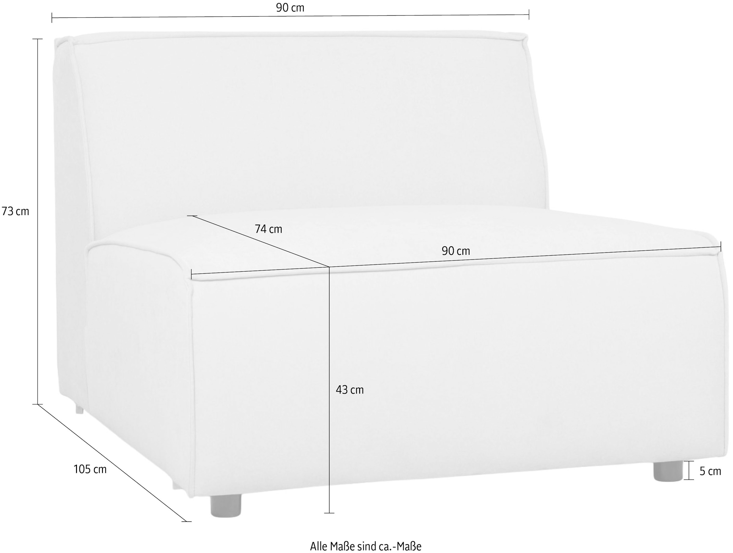 GOODproduct Sessel »Jorrena, extra weicher Chenille-Stoff« Armloser 1-Sitzer, 3 Komfortstufen, 90x105 cm, mit Wellenunterfederung