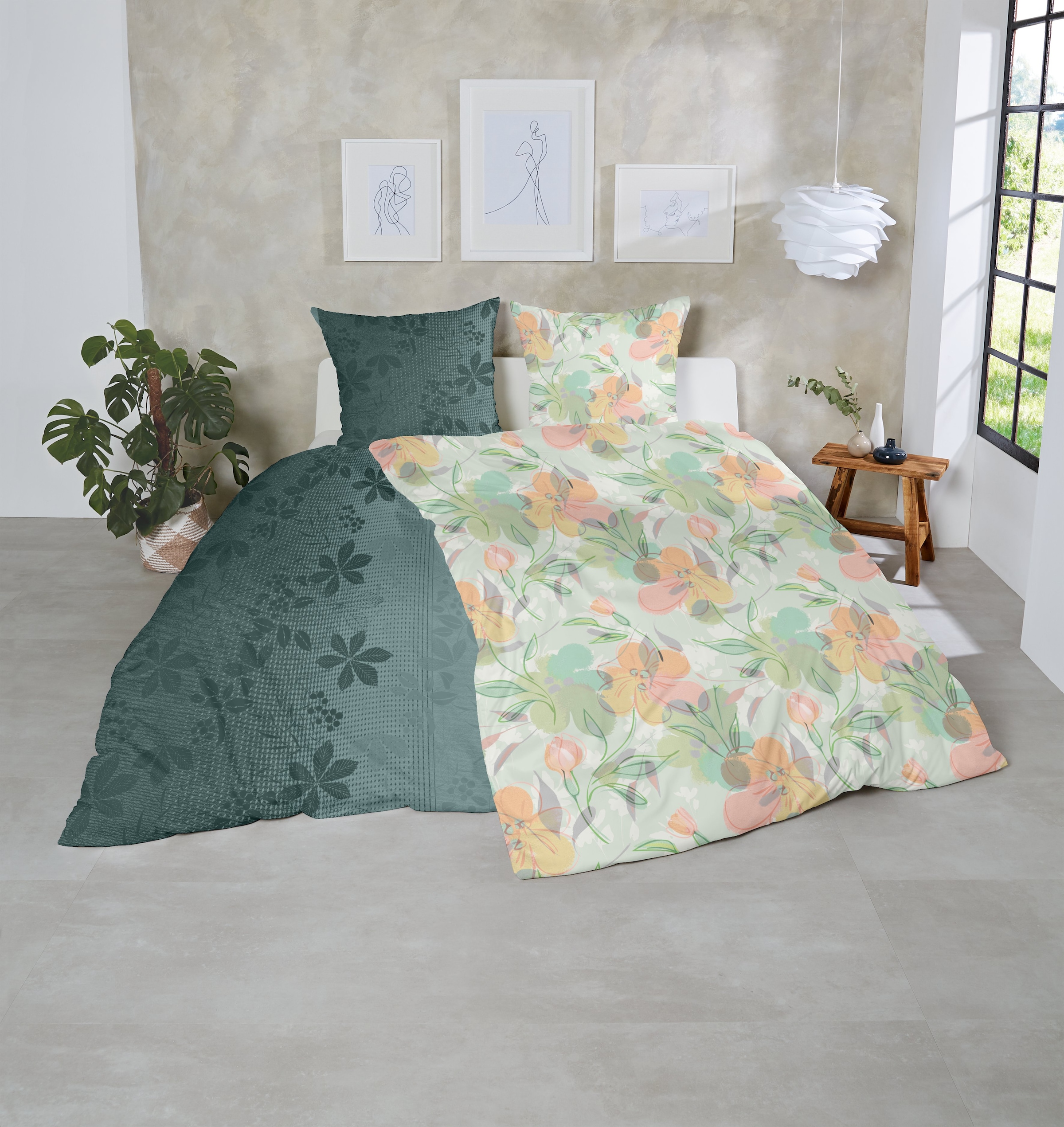 Primera Bettwäsche »Feinbiber-Bettwäsche Floris« 2 Stk. mit zarten Blüten