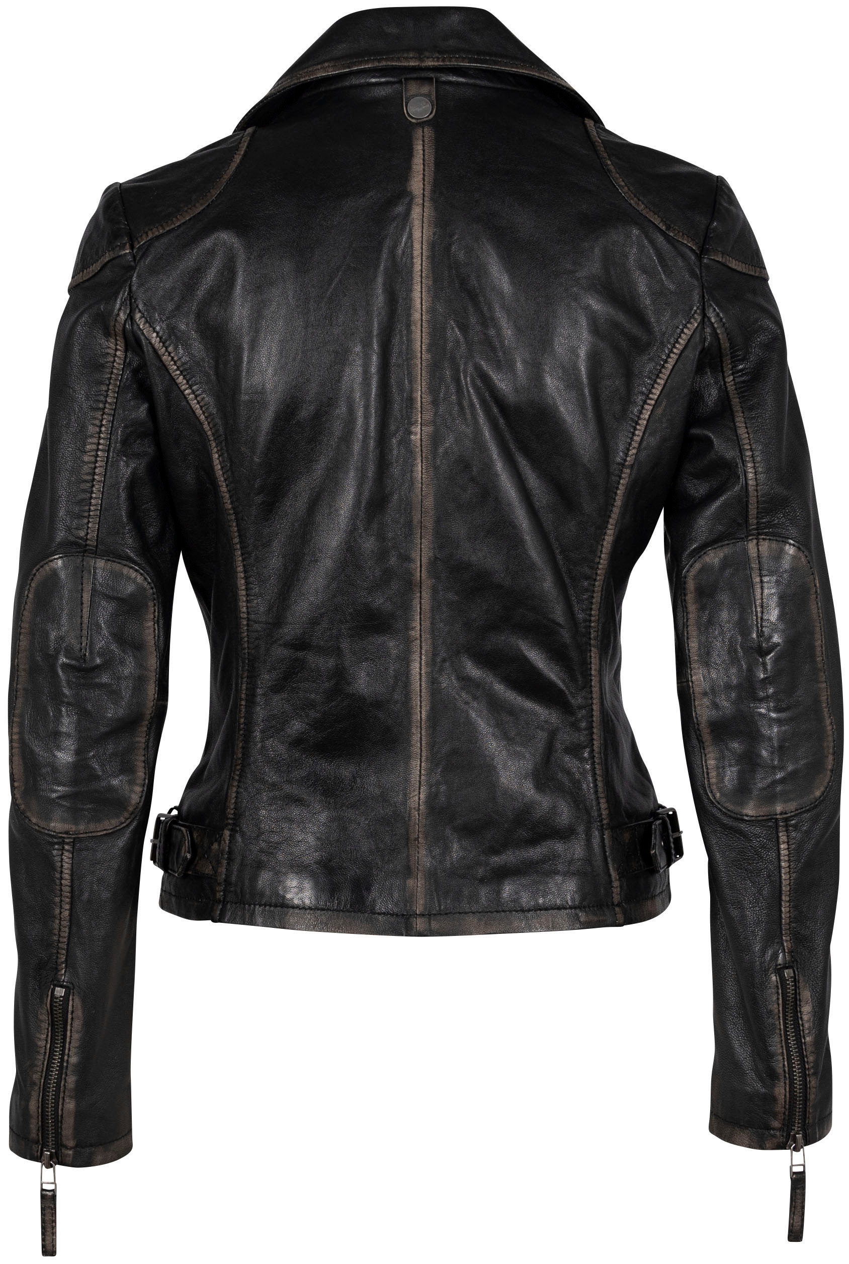 Mauritius Lederjacke »MWPeggie«, im Vintage-Look, asymetrischer Reissverschluss, Reverskragen