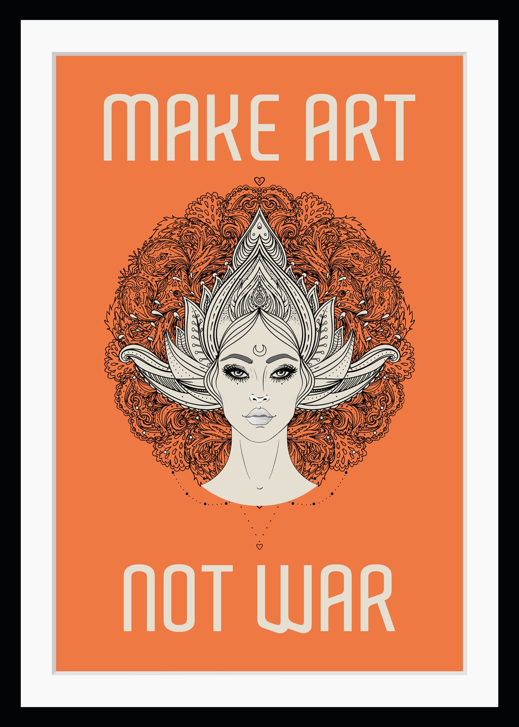Image of queence Bild "MAKE ART NOT WAR" Peace-Zeichen Schriftzug Sprüche & Texte HD Premium Poster-Druck inkl. Holzrahmen