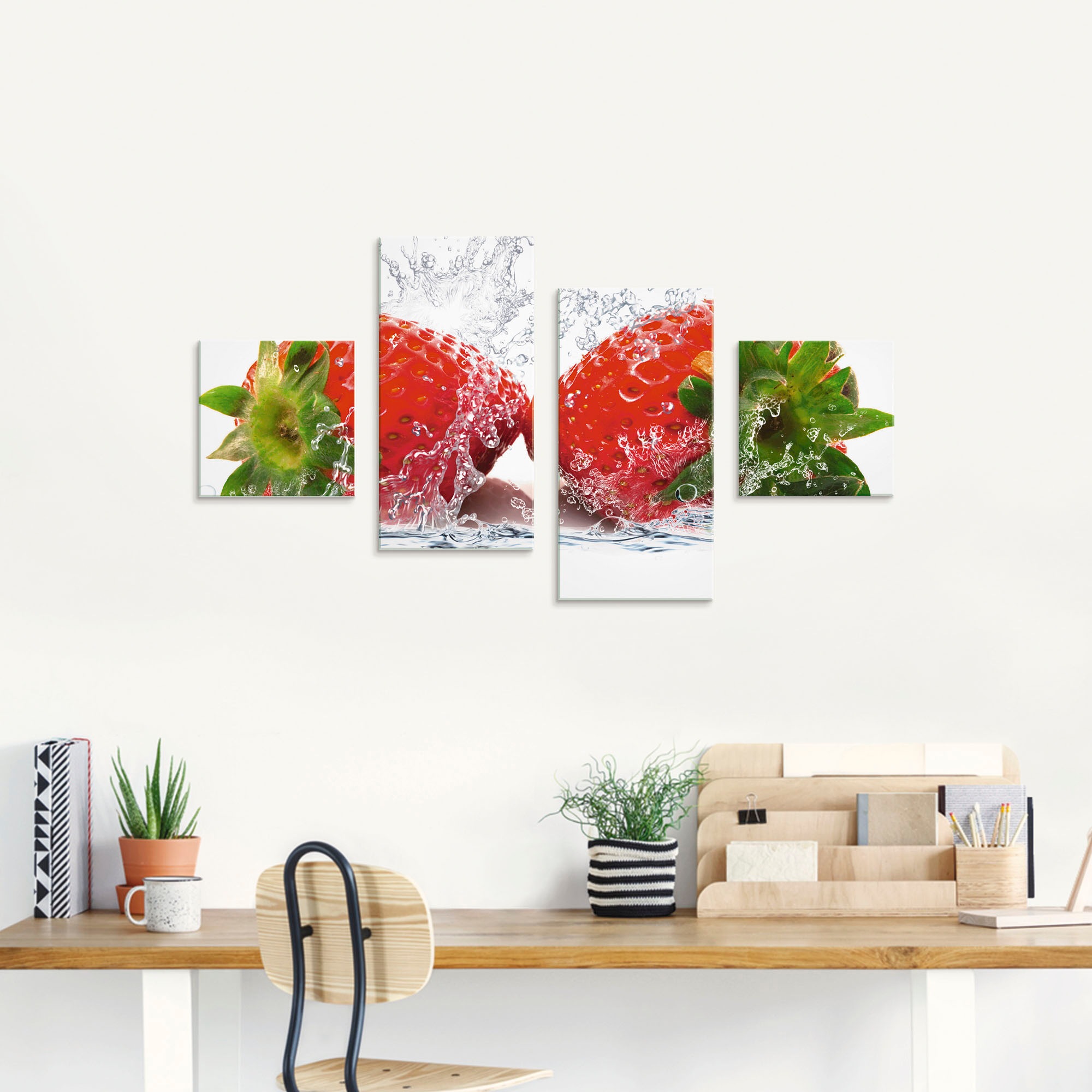 Image of Artland Glasbild »Erdbeeren mit Spritzwasser«, Lebensmittel, (4 St.) bei Ackermann Versand Schweiz