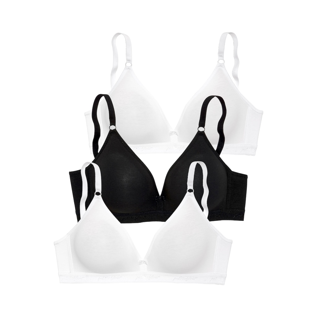 petite fleur Bralette-BH, (Packung, 3 Stück), ohne Bügel im Triangel-Schnitt aus schöner Baumwolle