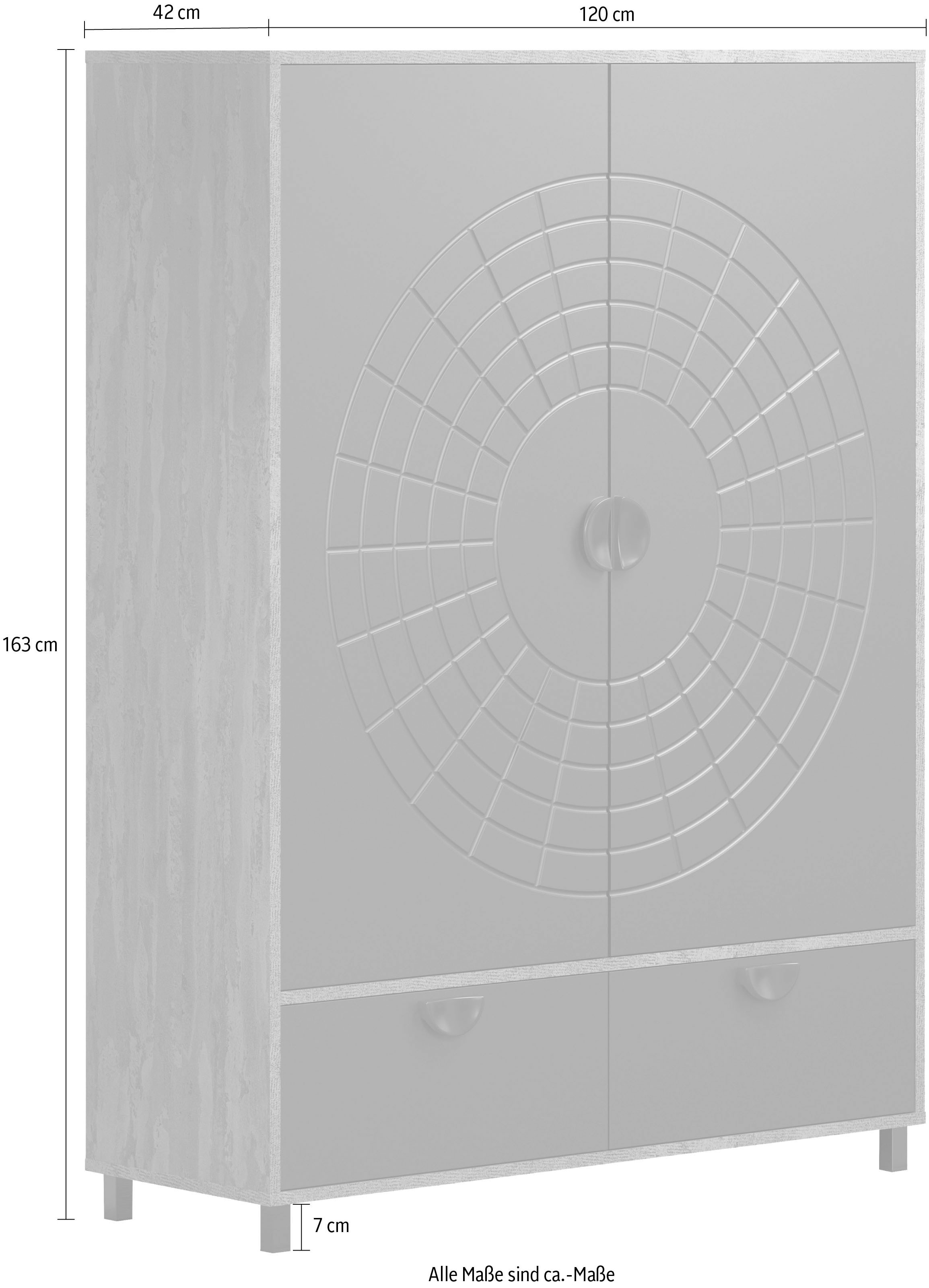 Home affaire Buffet haut »Fusion« 1 cuis tlg. Stauraumschrank mit besonderem Kreismuster - (B/T/H) 120/42/163 cm