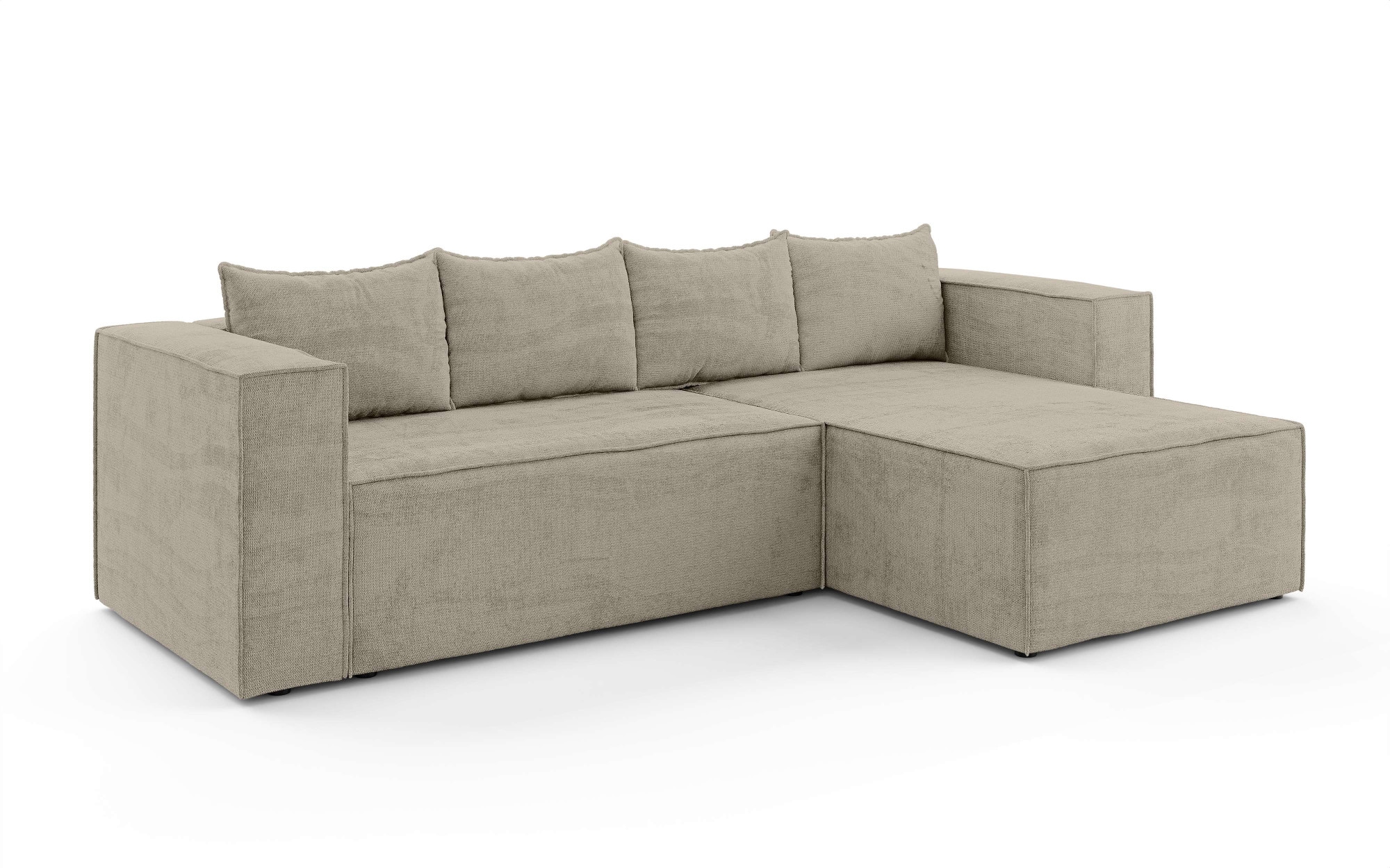 INOSIGN Ecksofa »LINCOLNVILLE mit Bettfunktion und Bettkasten, Masse B/H/T 244/76/150 cm«, L-Form mit Wellenunterfederung, Recamiere beidseitig montierbar