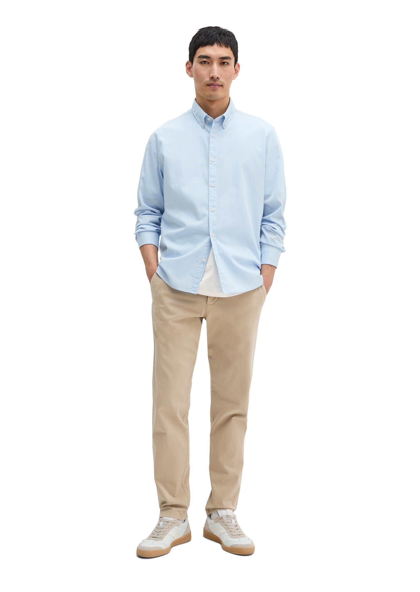 Marc O'Polo Langarmhemd regular fit aus Bio-Baumwolle, Button-down-Kragen, mit Struktur