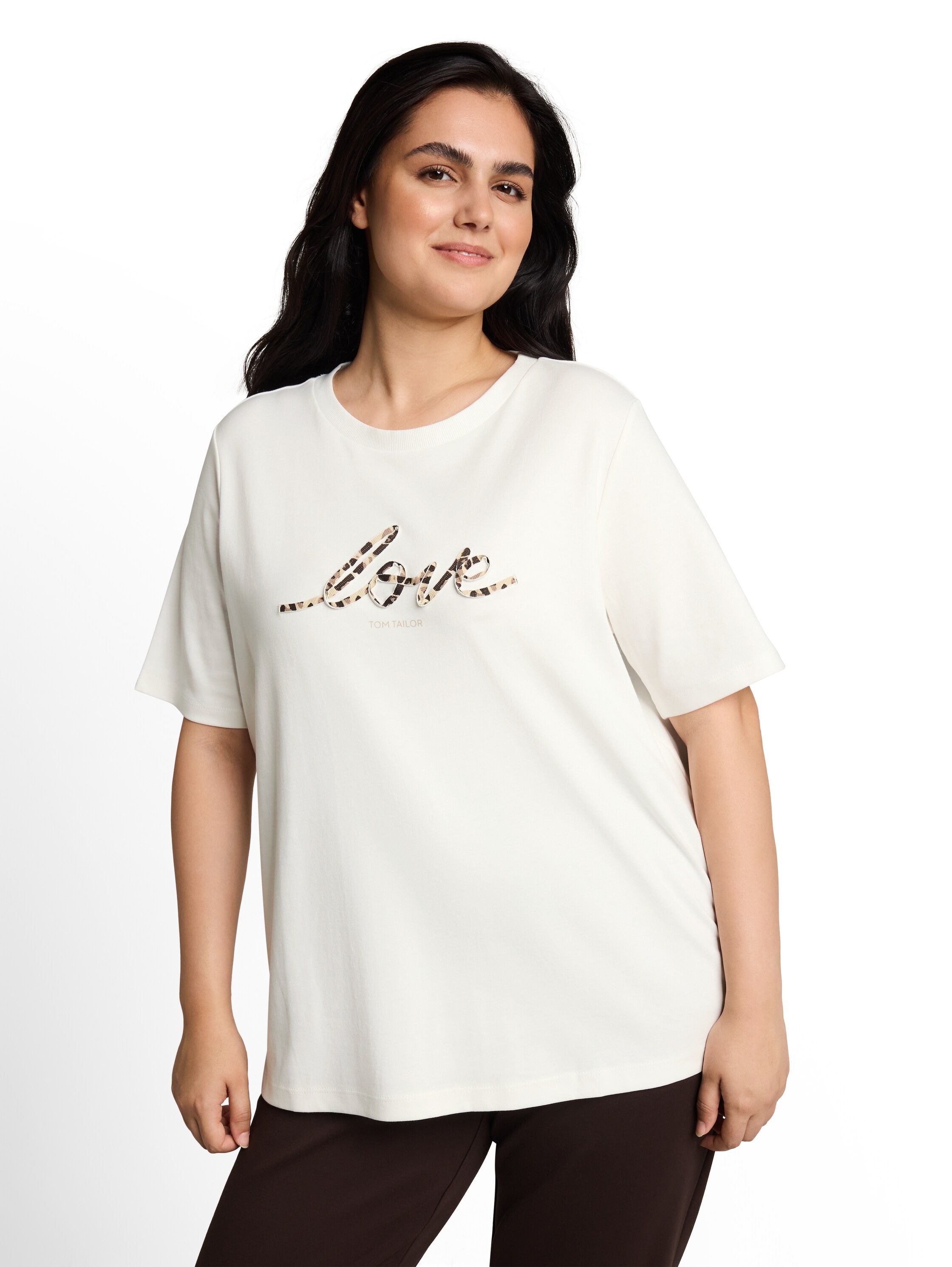 Image of TOM TAILOR PLUS Kurzarmshirt Sommershirt mit Letter-Print / Grosse Grösse