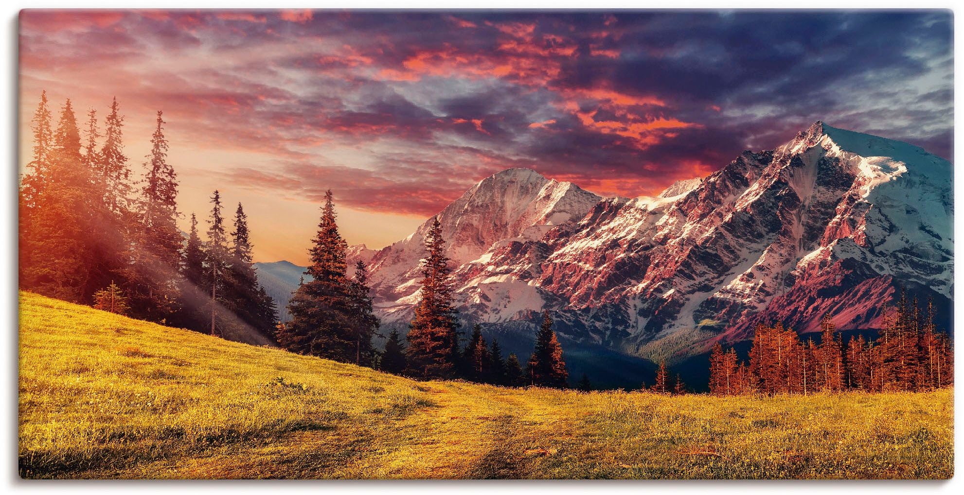 Image of Artland Leinwandbild "Alpines Hochland" Berge & Alpenbilder 1 Stk. tlg. auf Holzrahmen gespannt