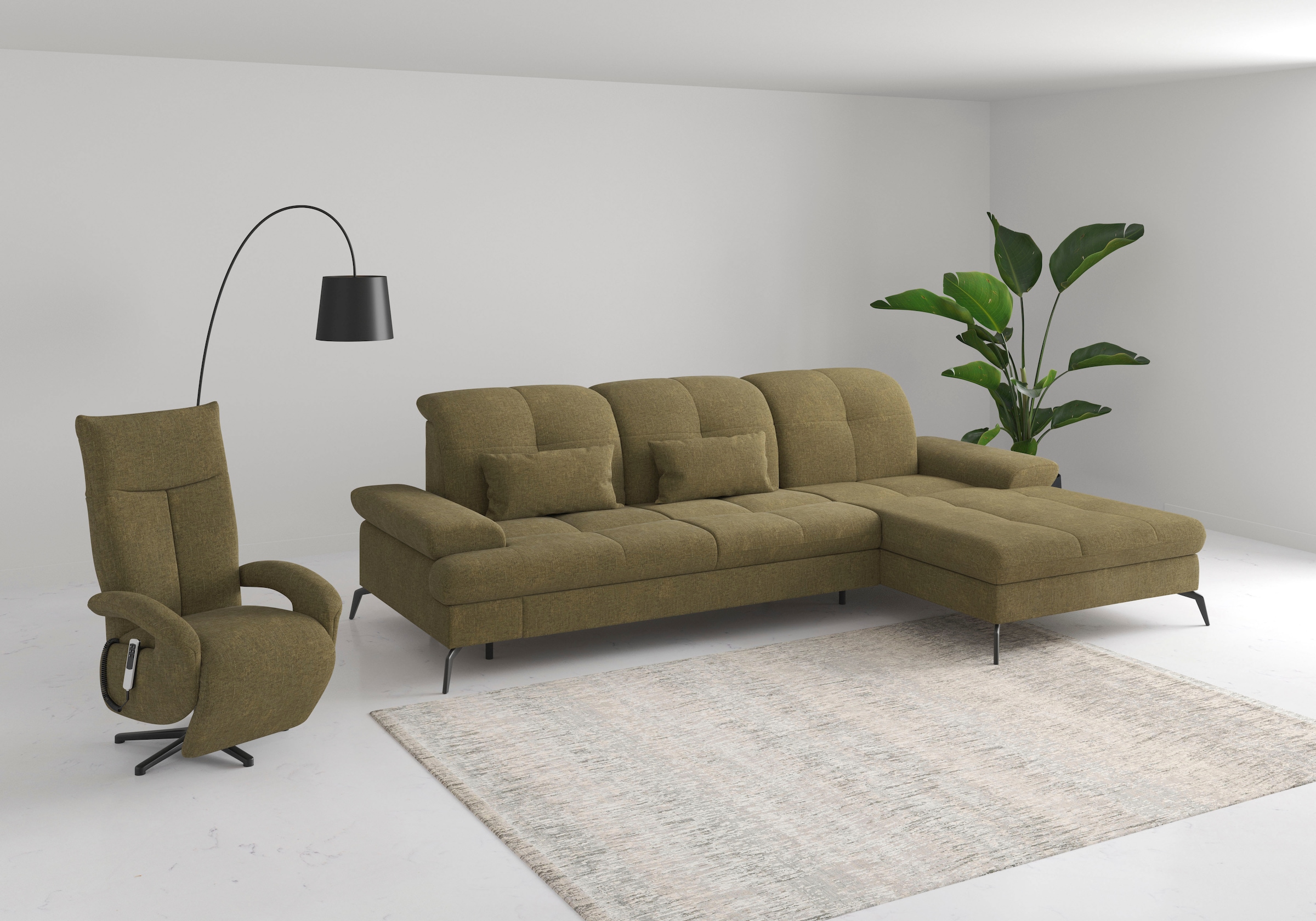 sit&more Ecksofa »Amica, L-Form, inkl. Sitztiefenverstellung & Armteilverstellung«, wahlweise mit Bettfunktion, Bettkasten und Kopfteilverstellung