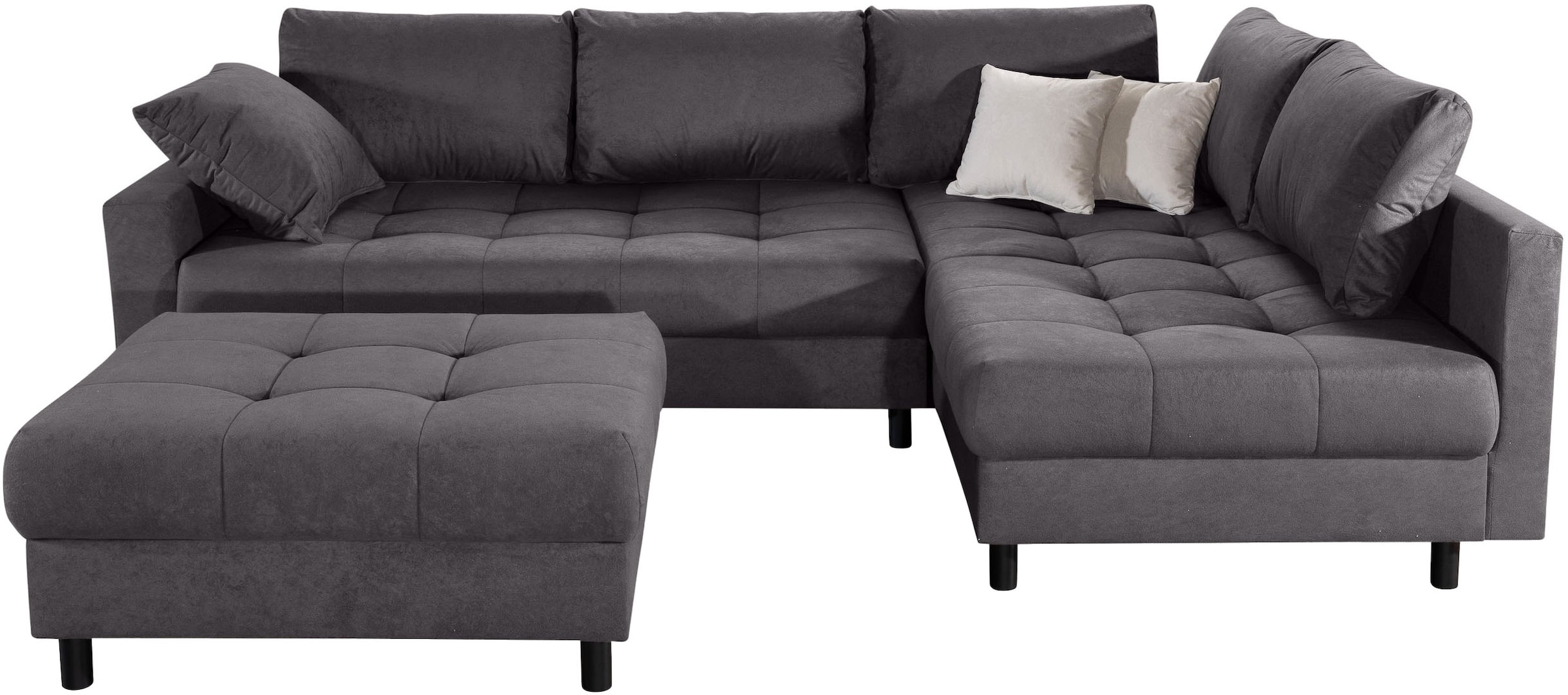 Image of COLLECTION AB Ecksofa "Toni XL L-Form B: 274 cm Set inkl. Hocker, AKTION mit Pet Topper" Set: Sofa & Hocker, 2 Zierkissen, Bonell-Federkern