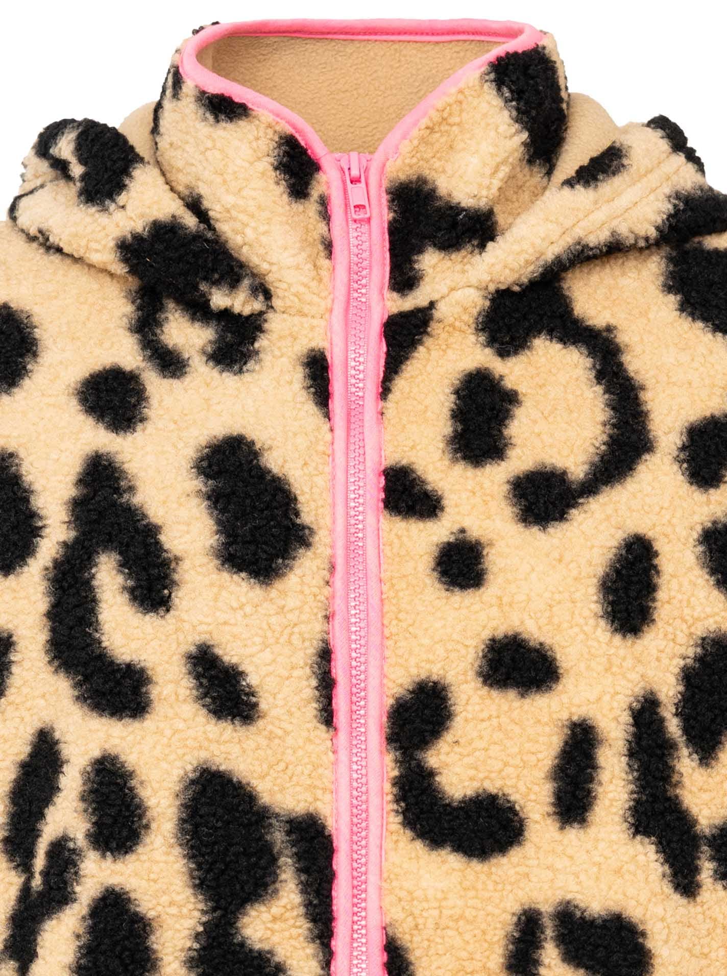 Zwillingsherz Kurzmantel »"Leo"« Animalprint, pinke Kanten an Ärmeln, Saum und Zipper, Eingriffstaschen