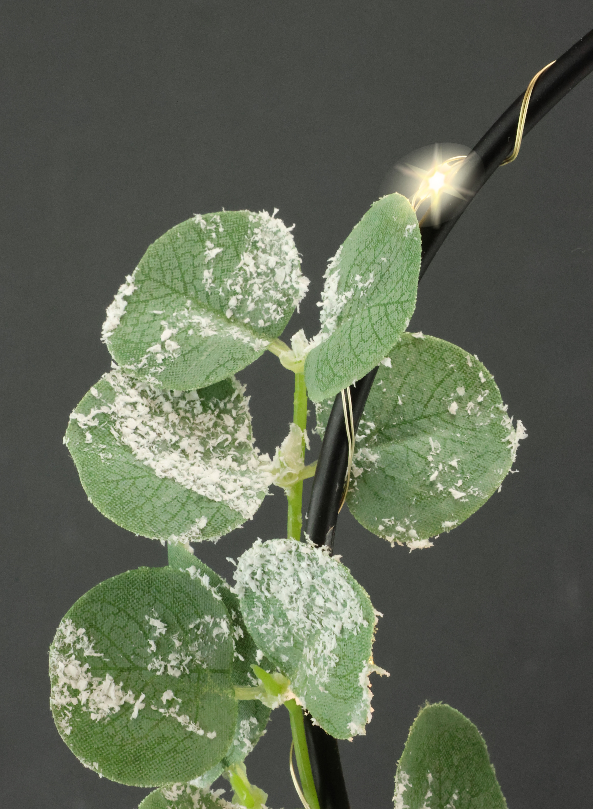 I.GE.A. Kunstkranz »LED-Kranz Eukalyptus aus Metall« Mit Lichterkette Eukalyptus Haus Schleife