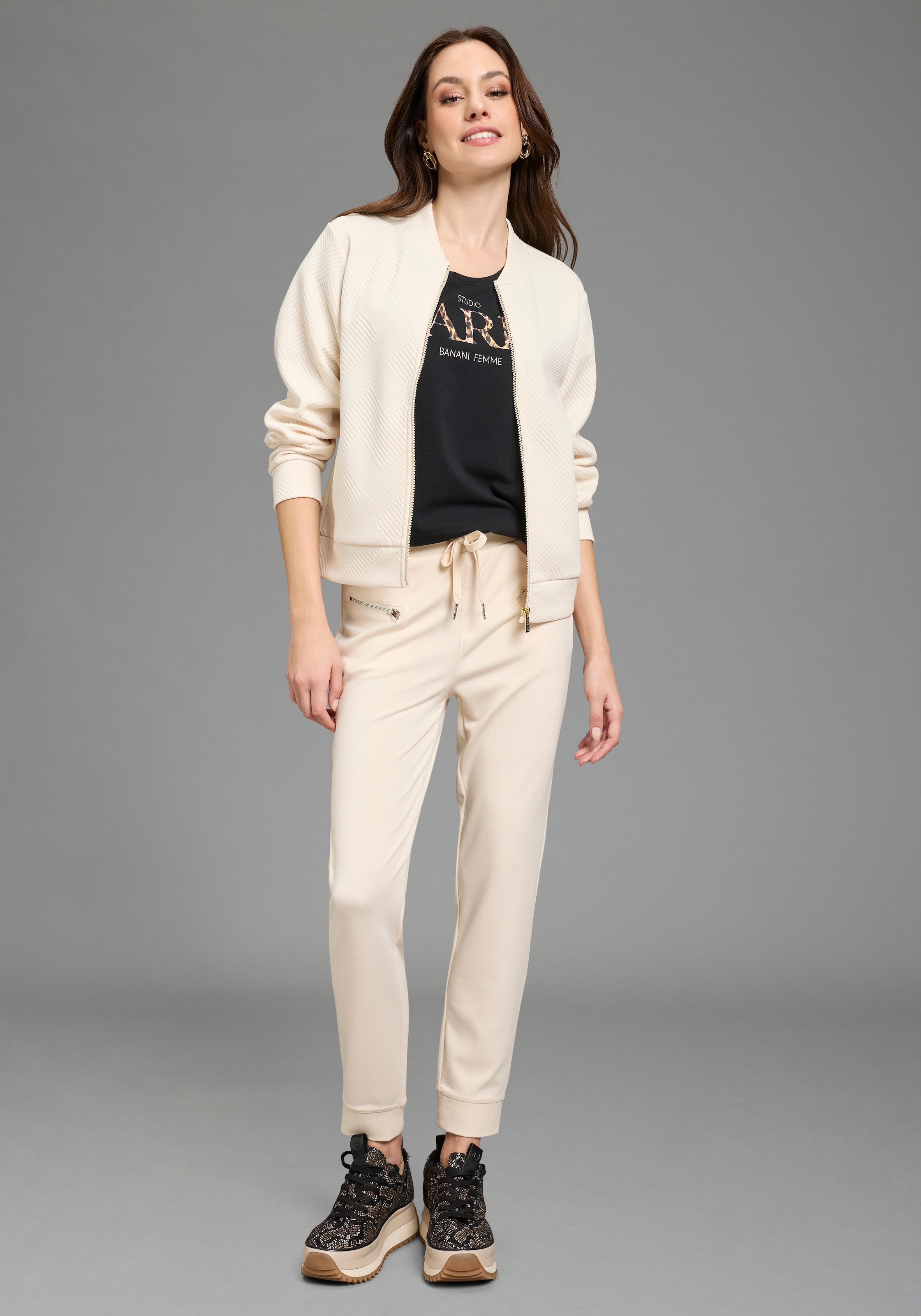Bruno Banani Pantalon en jersey  figurbetonte Passform, knöchellang mit Rippbündchen