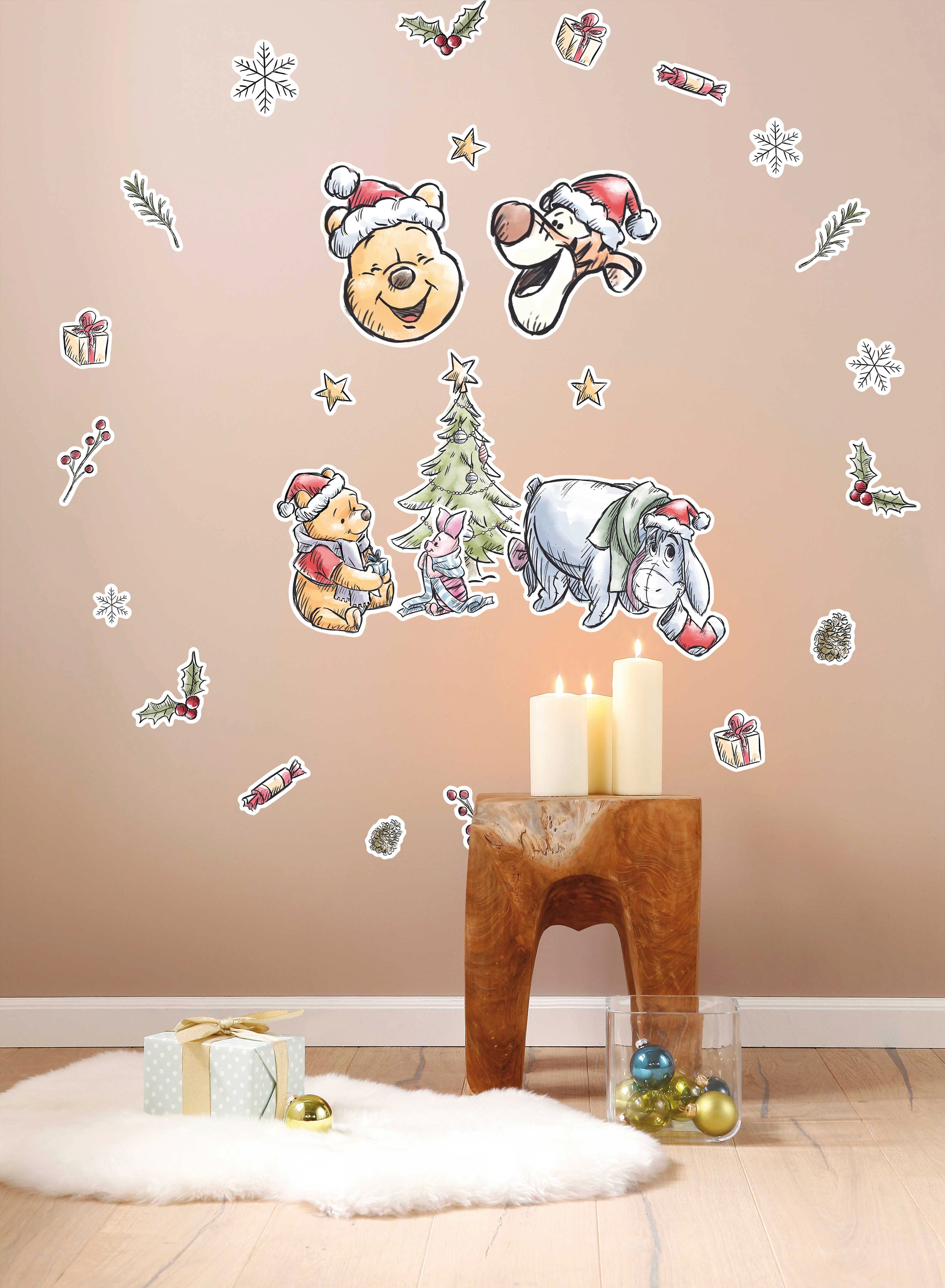 selbstklebendes (Breite sur »Winnie cm Wandtattoo Wandsticker Höhe), x Pooh Trouver Komar Christmas«, 50x70