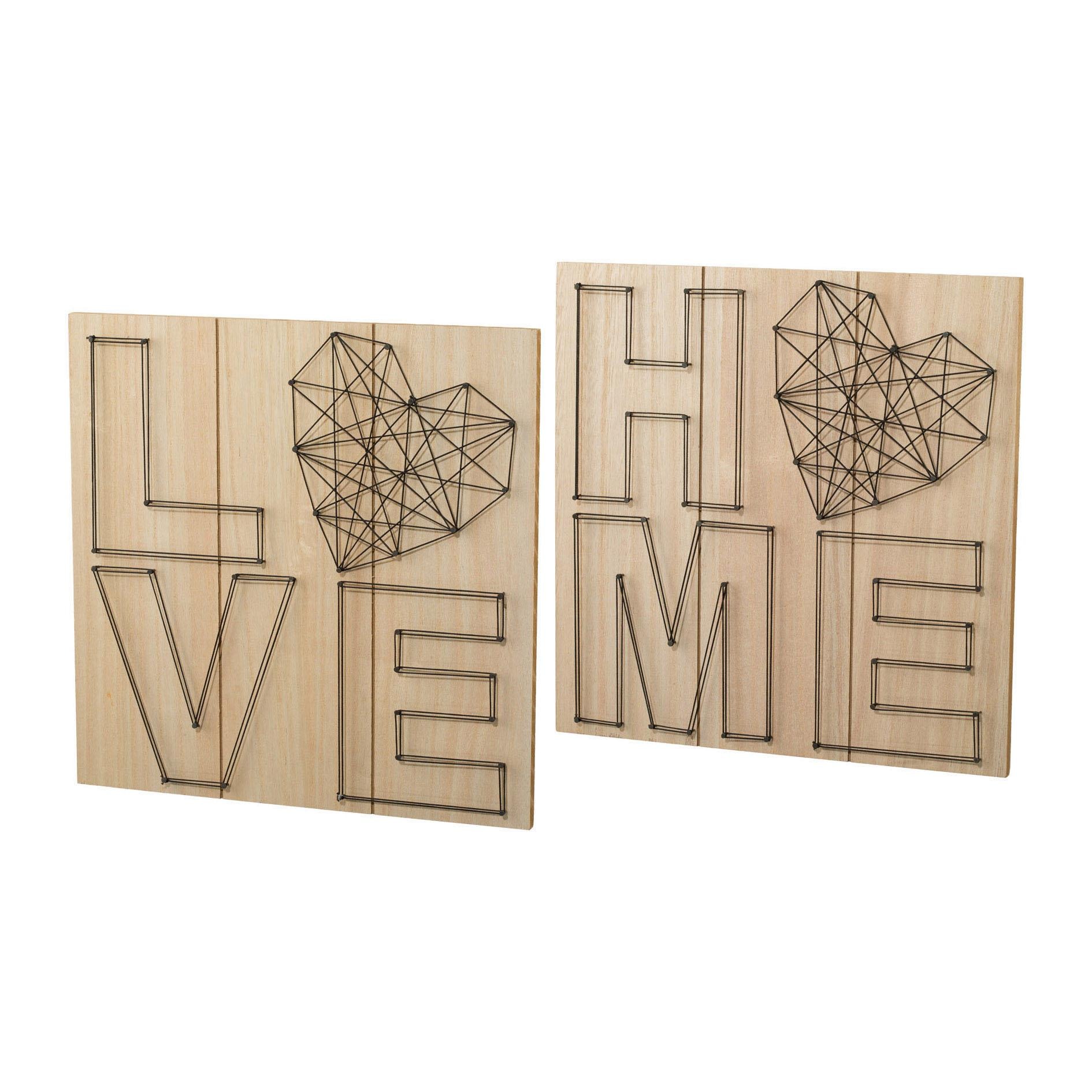 Creativ home Holzbild, (Set, 2 St.), Wanddeko, aus Holz, mit Schriftzug