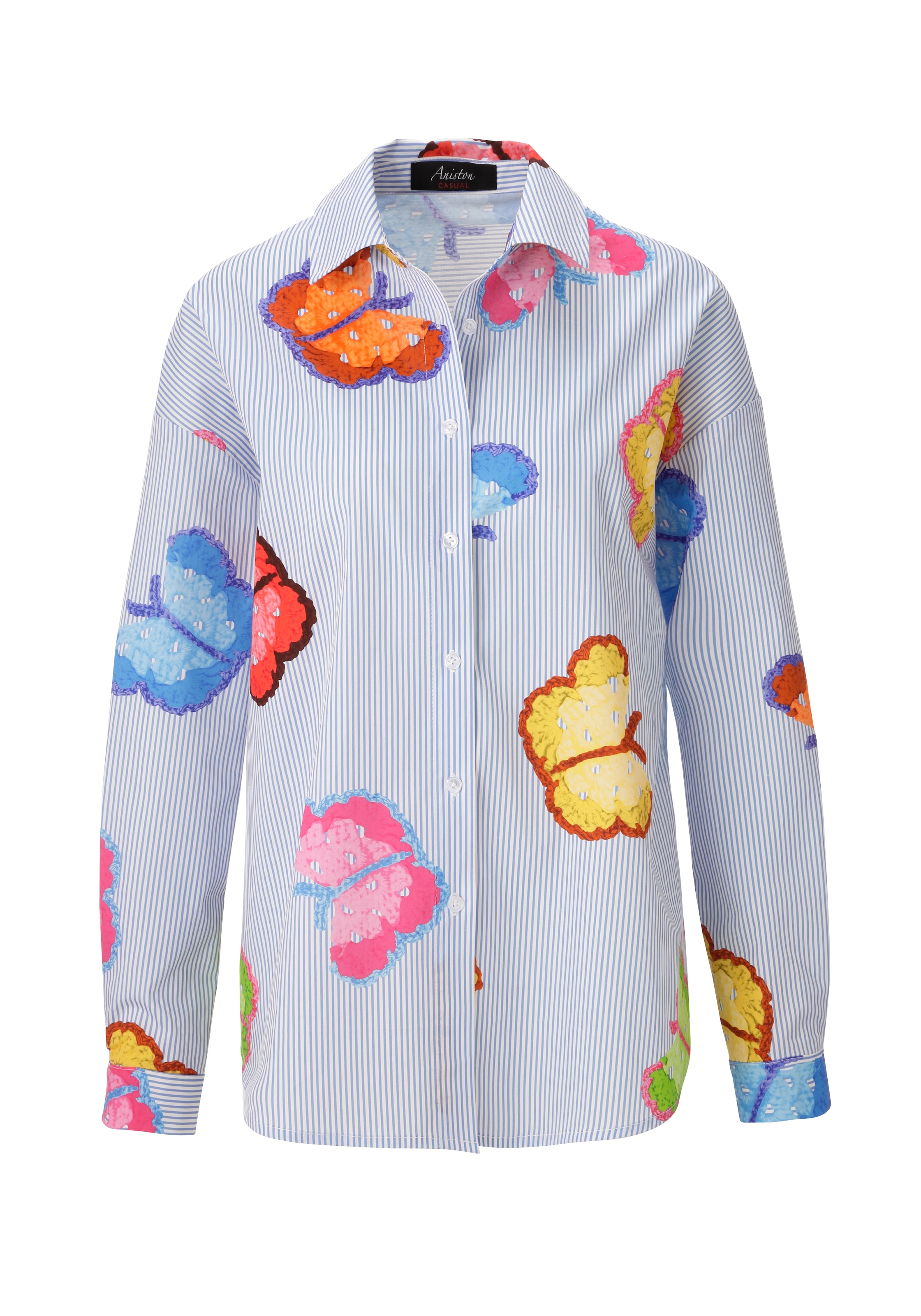 Aniston CASUAL Blouse chemise , gestreift und mit bunten Schmetterlingen bedruckt - NEUE KOLLEKTION