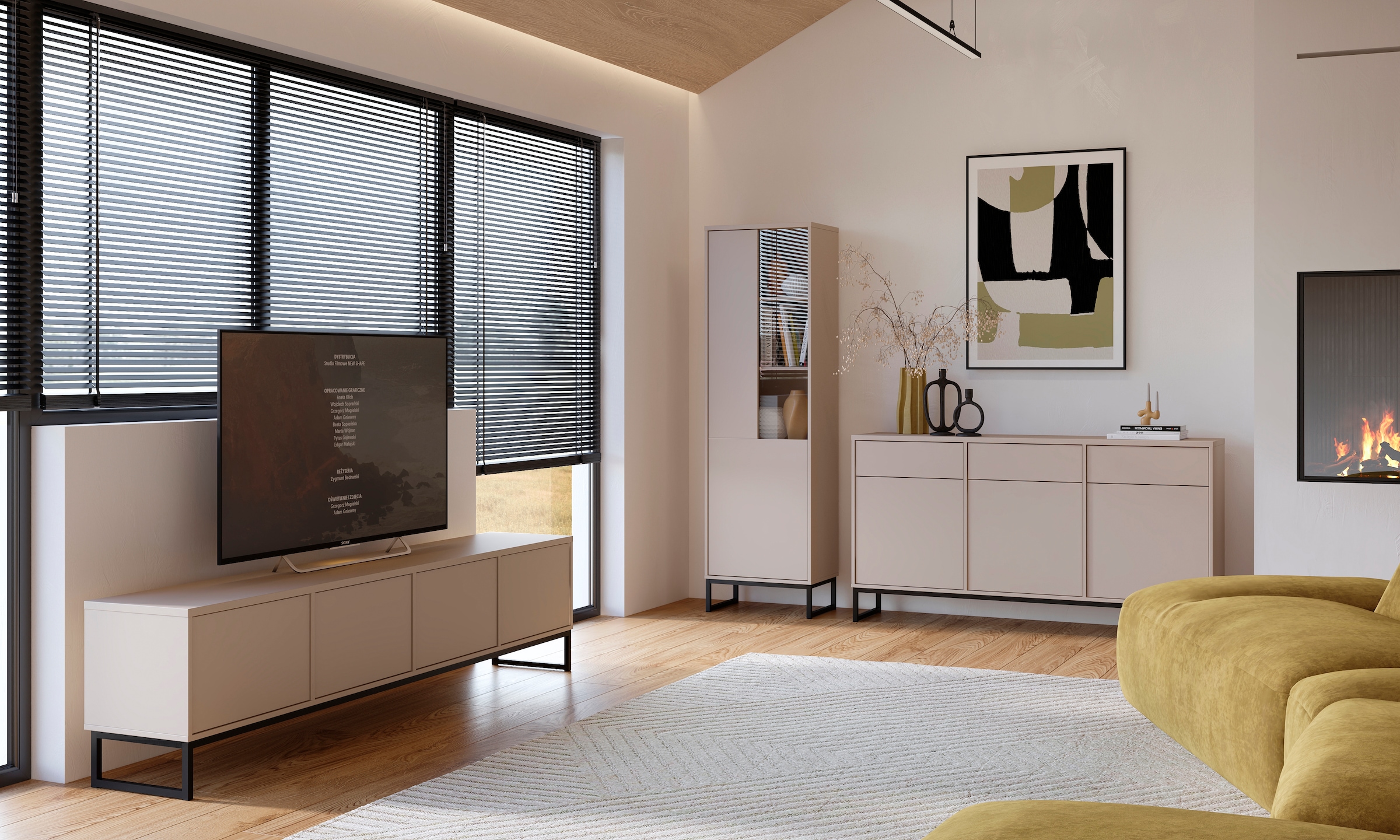 Home affaire Vitrine »Loft, Höhe 181 cm, moderne Standvitrine mit Glastür, Metallkufen« Hochschrank mit viel Stauraum, Glastür und verstellbaren Einlegeböden