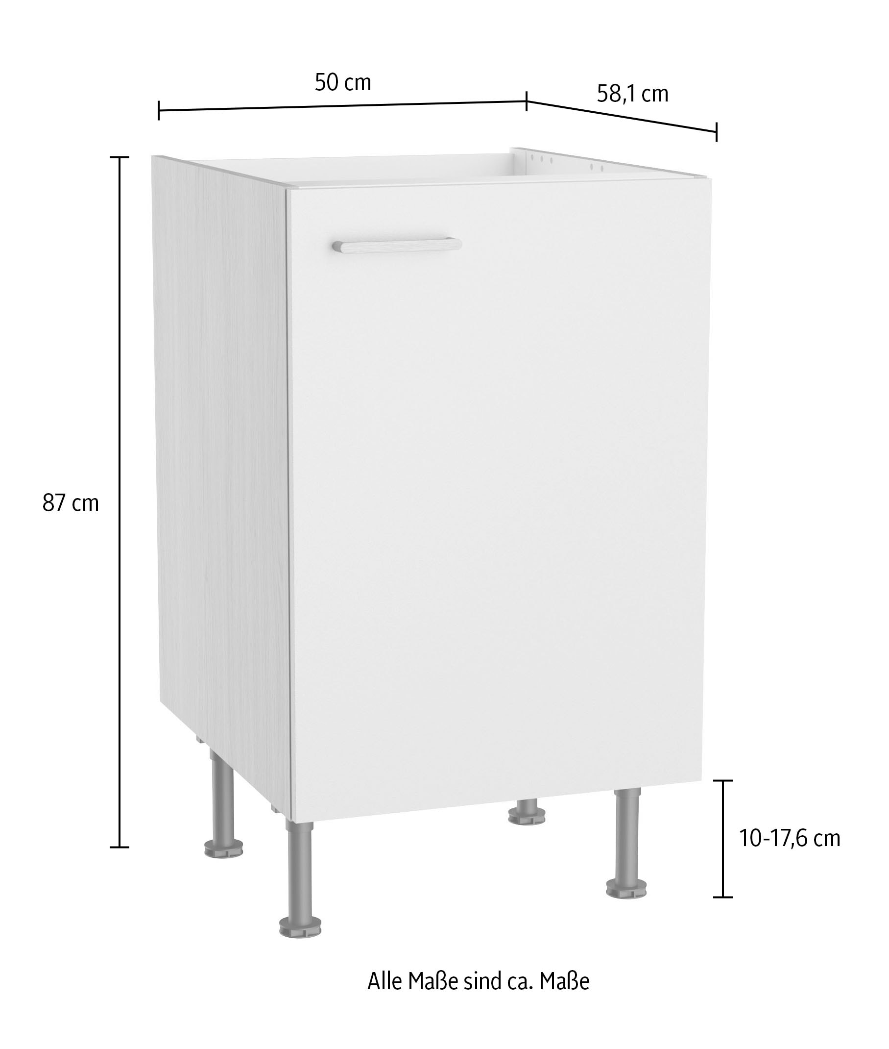 KOCHSTATION Meuble évier »KS-Lucy« Breite 50 cm, mit 1 Tür, höhenverstellbare Füsse, Soft-Close