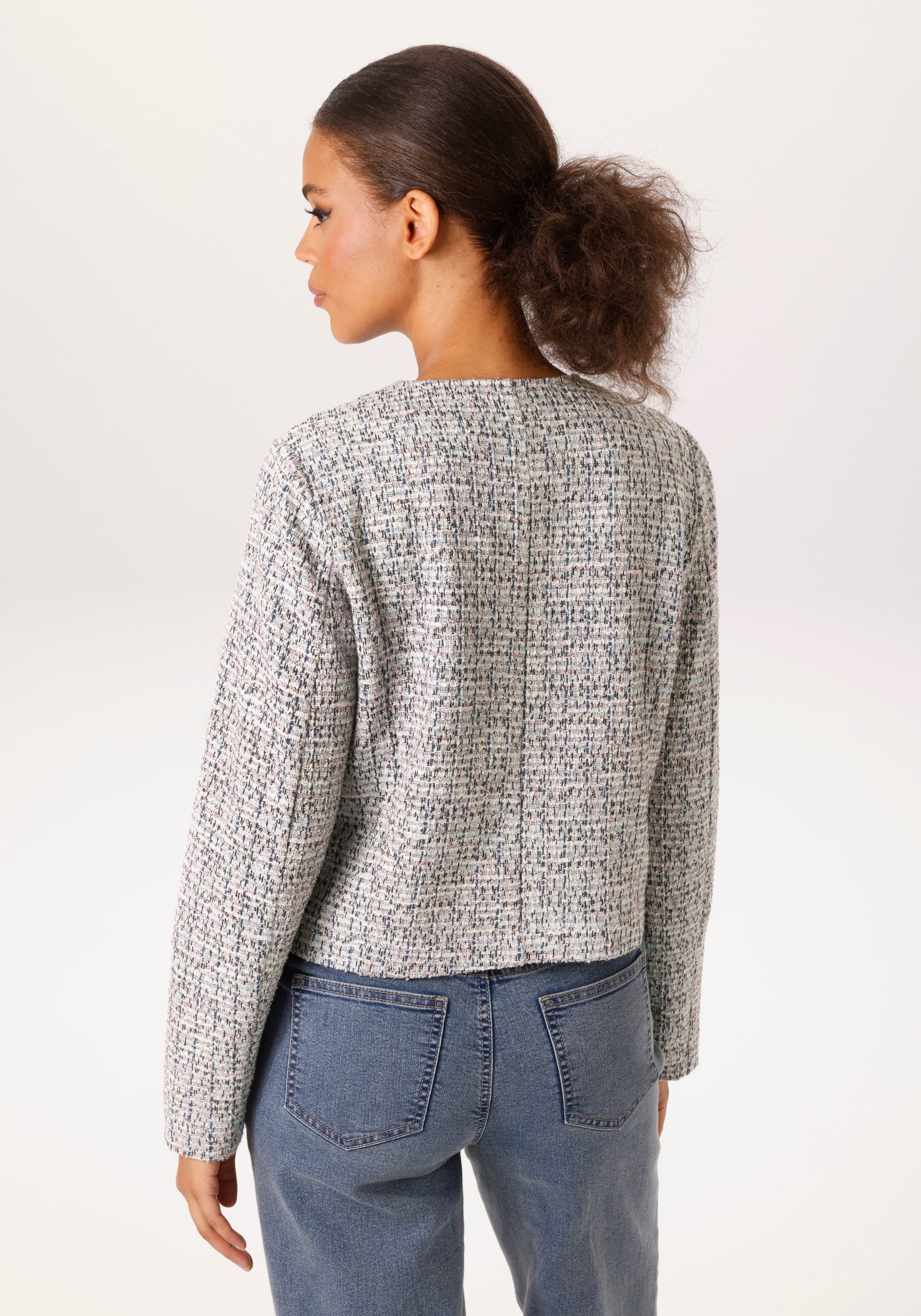 Aniston CASUAL Blazer court aus melierter Bouclé-Jacquard-Qualität - NEUE KOLLEKTION