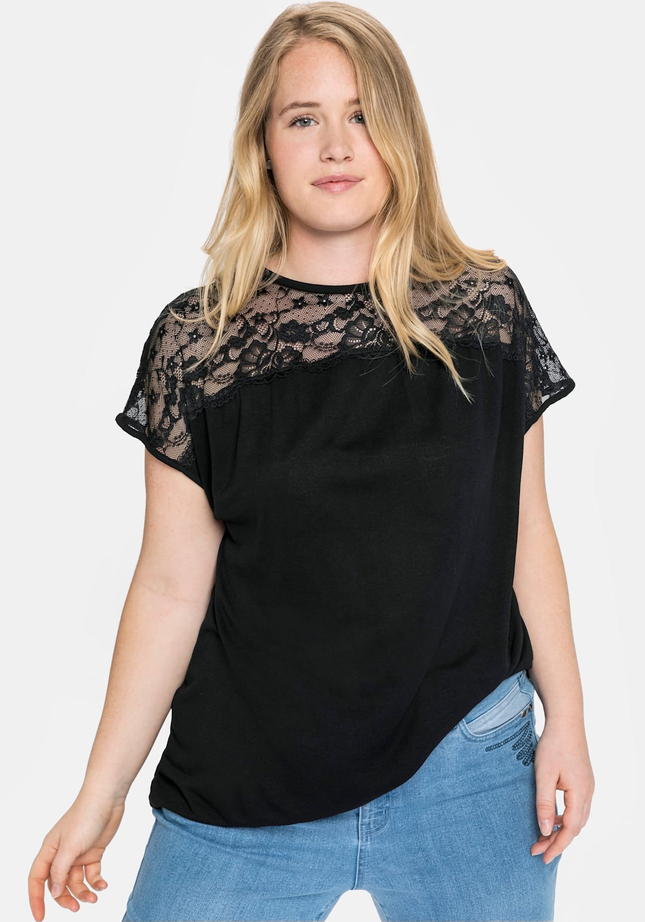 Image of Sheego Spitzenshirt "Spitzenshirt" 1 Stk.