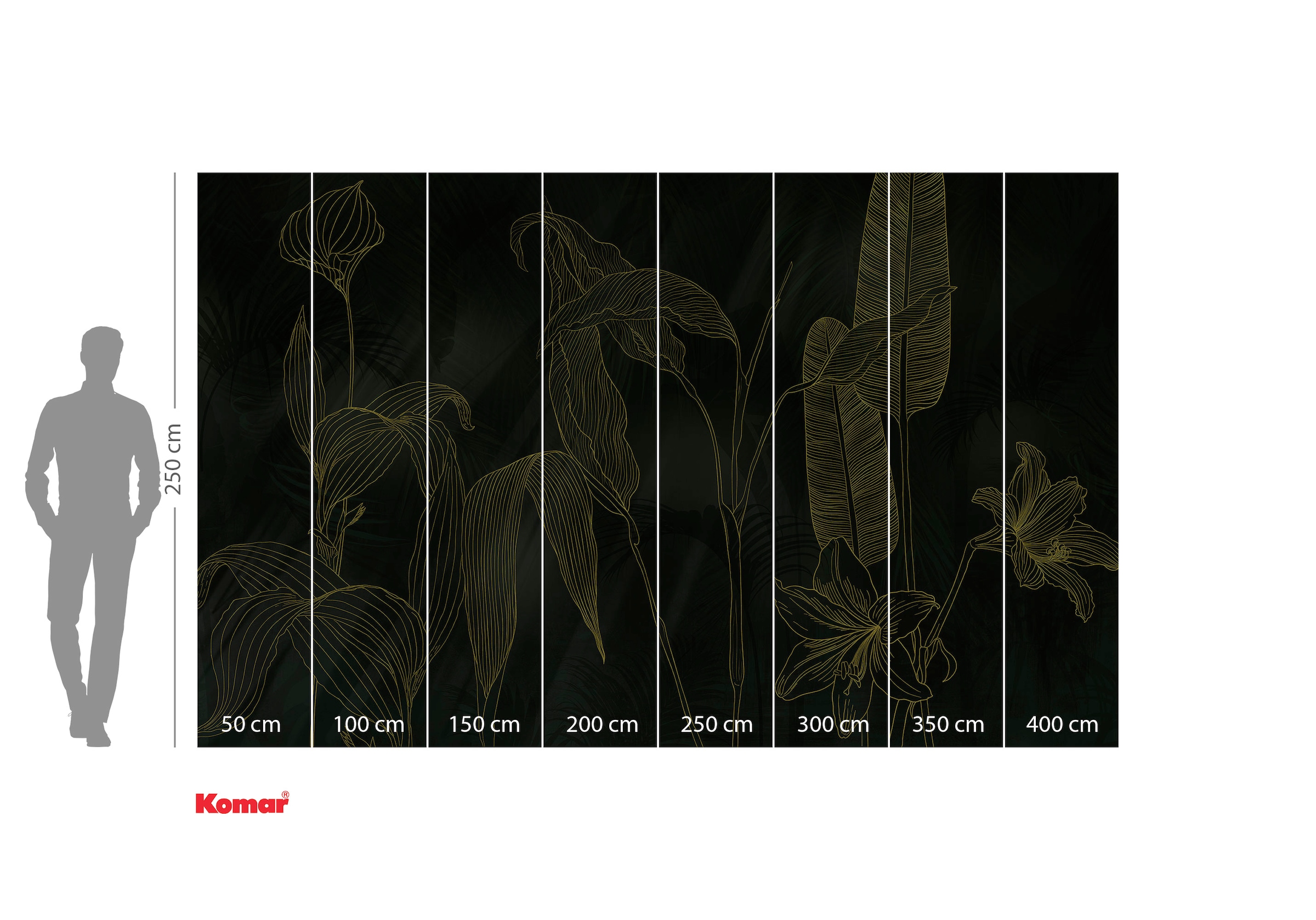Komar Fototapete »Digitaldruck Vlies - Darkest Green - Grösse 400 x 250 cm«, bedruckt-floral-geblümt-gemustert-tropisch, Wohnzimmer, Schlafzimmer