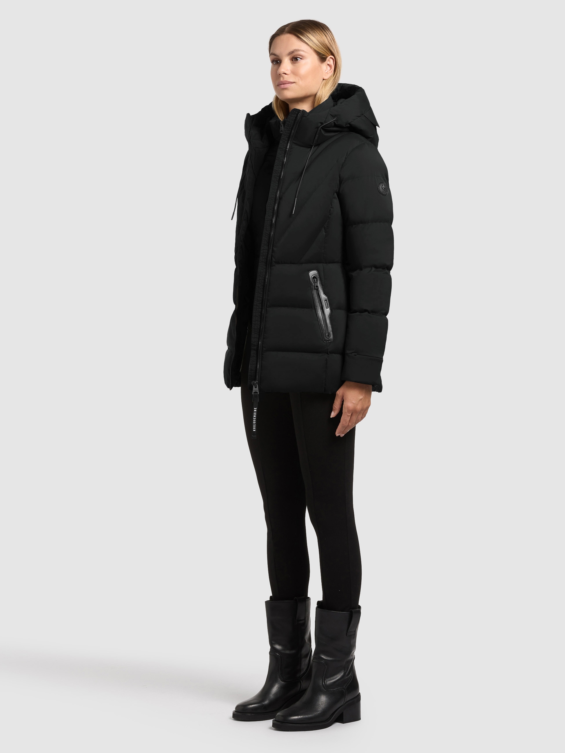 khujo Veste matelassée »RABB« mit Kapuze Applikationen aus Lederimitat