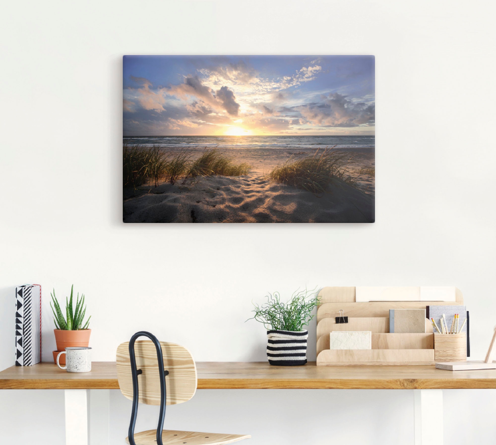 Artland Leinwandbild "Ostseestrand" Strand 1 Stk. tlg. auf Holzrahmen gespannt