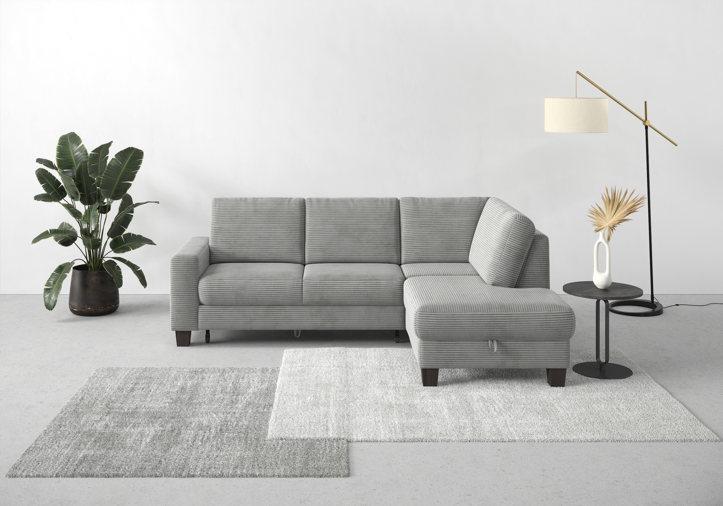 Image of Home affaire Ecksofa "Summer L-Form" mit Ottomane, mit oder ohne Bettfunktion und Bettkasten, Cord-Bezug