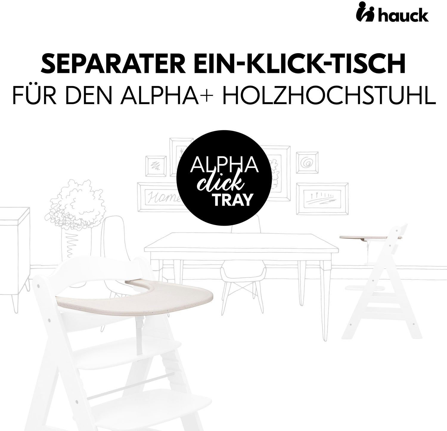 Hauck Plateau de chaise haute »Alpha Click Tray, Speckle Beige« aus recyceltem Material