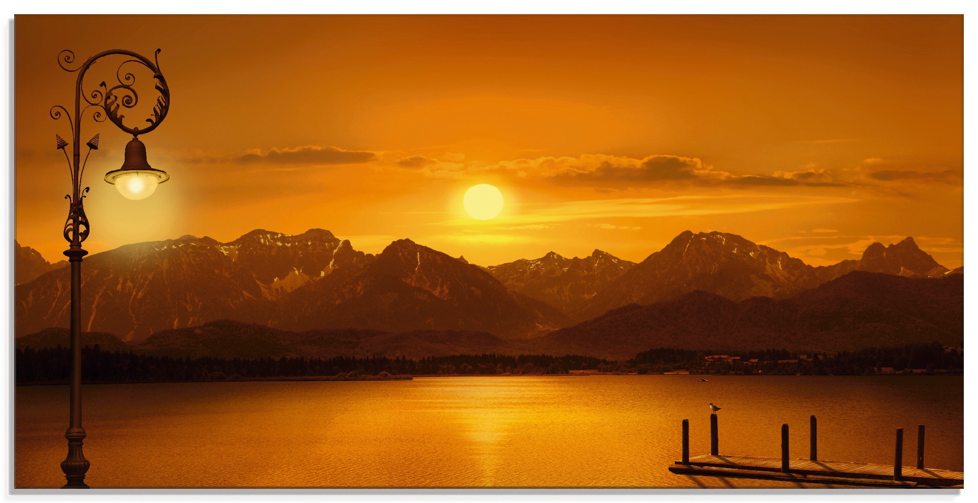Image of Artland Glasbild »Der Bergsee im Abendlicht«, Berge, (1 St.) bei Ackermann Versand Schweiz