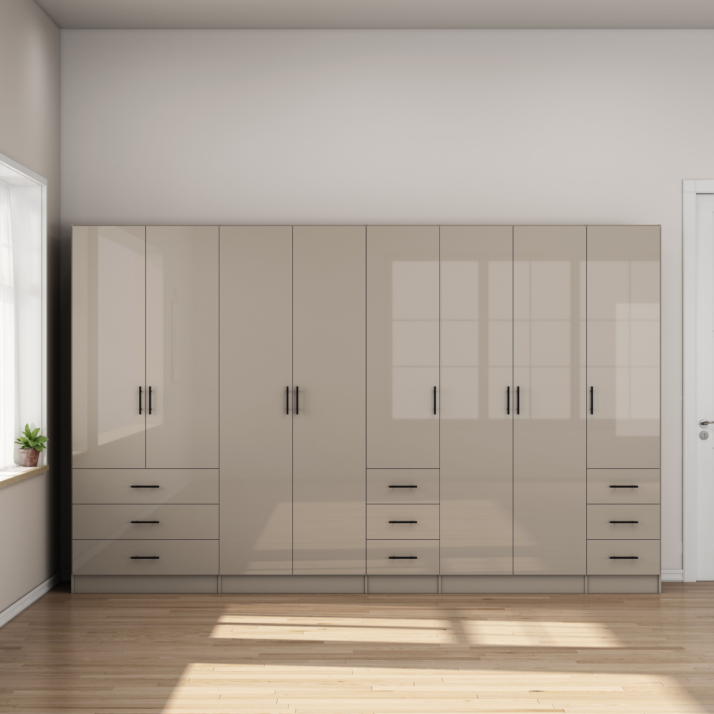 GOODproduct Kleiderschrank »Trento Schlafzimmerschrank Garderobe hochglanz« Schrank mit 8 Türen und 9 Schubladen, hochglänzende Fronten