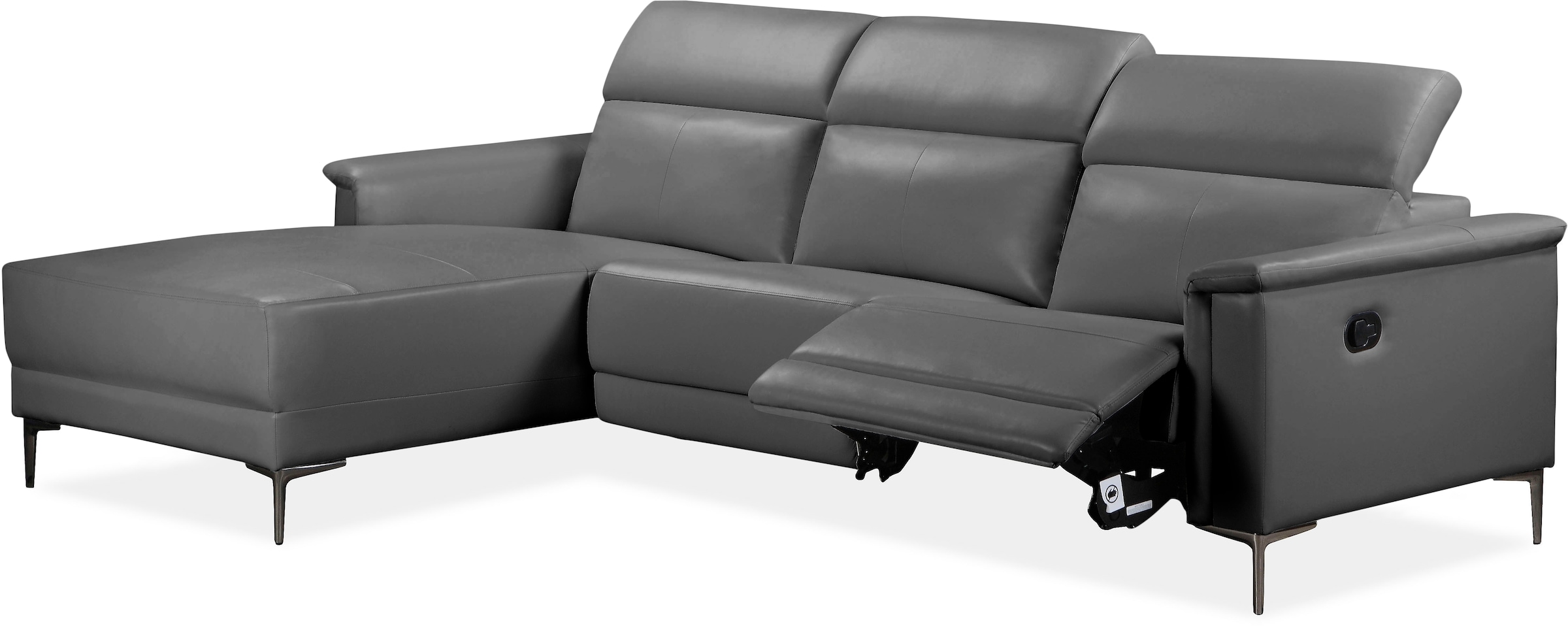 GOODproduct Ecksofa »LUND, Naturleder, L-Form, 261cm, man./elektr. Relaxfunktion (USB-A)« und Kopfteilverstellung