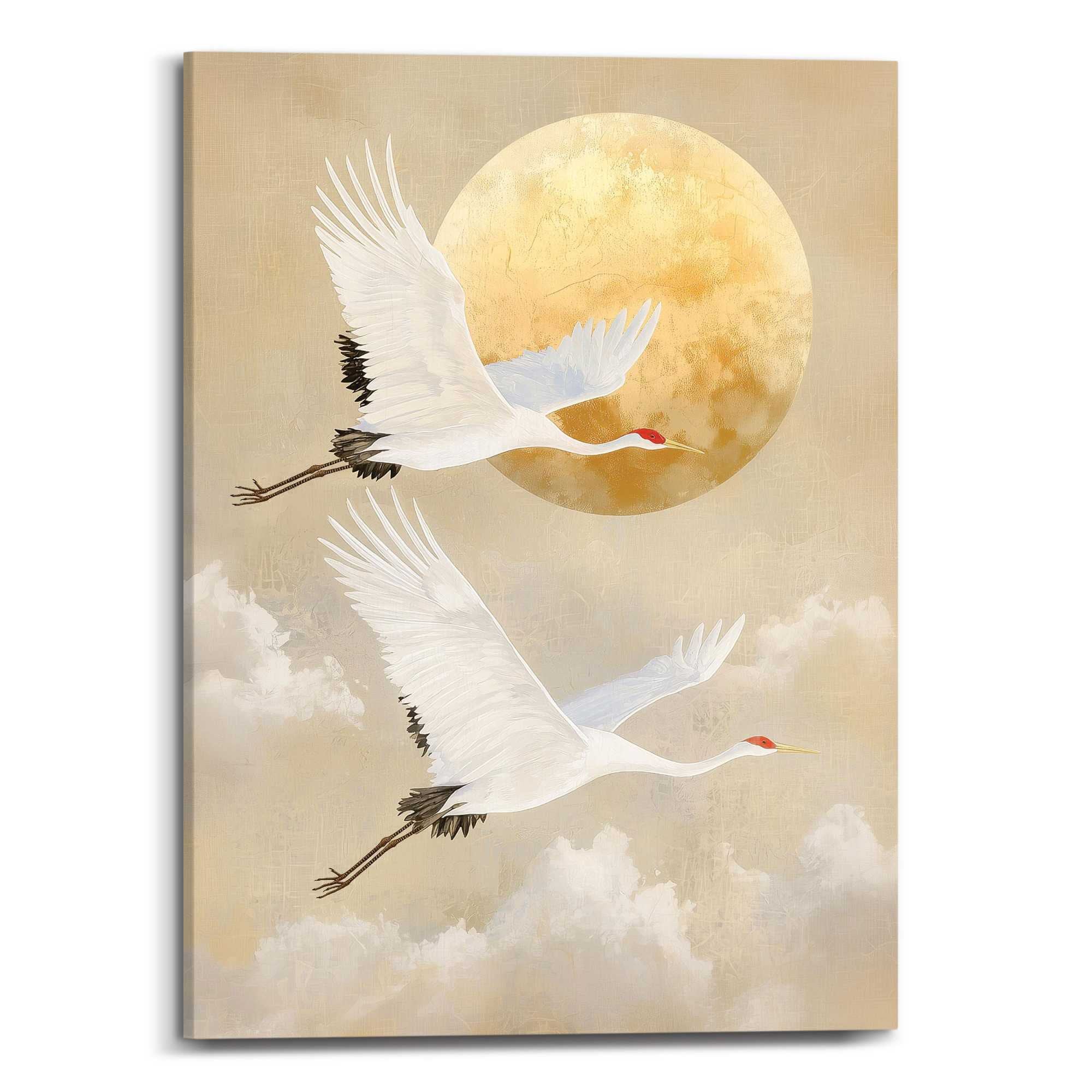 Image of Reinders Leinwandbild "Kräne" Wohnzimmer - Mond - Beige - Leinwand - Tiere - 50x70 cm