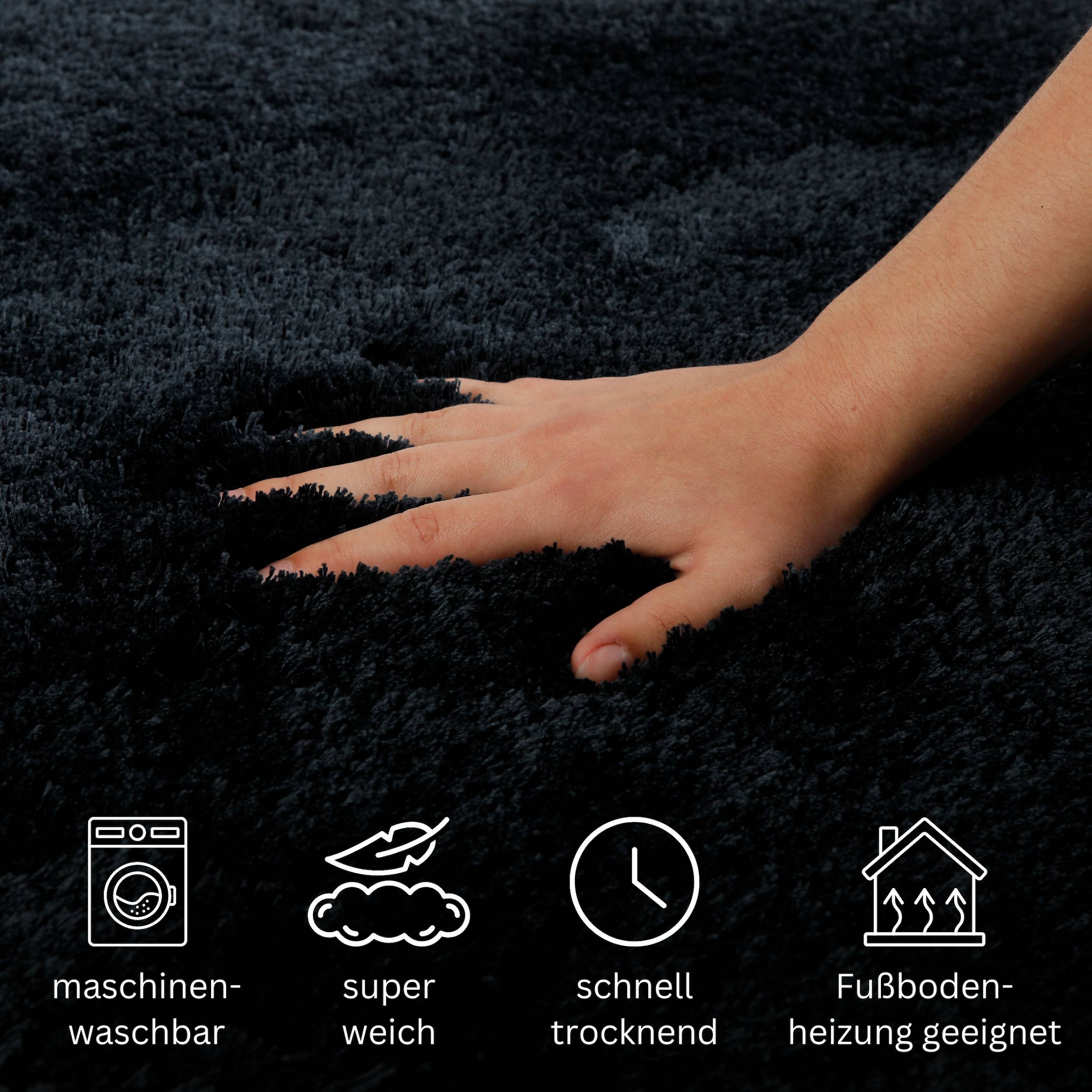 GOODproduct Badematte »Kaarin« Höhe 30 mm rutschhemmend beschichtet schnell trocknend Badteppich, getuftet, flauschig, hochflor, grosse Farbauswahl