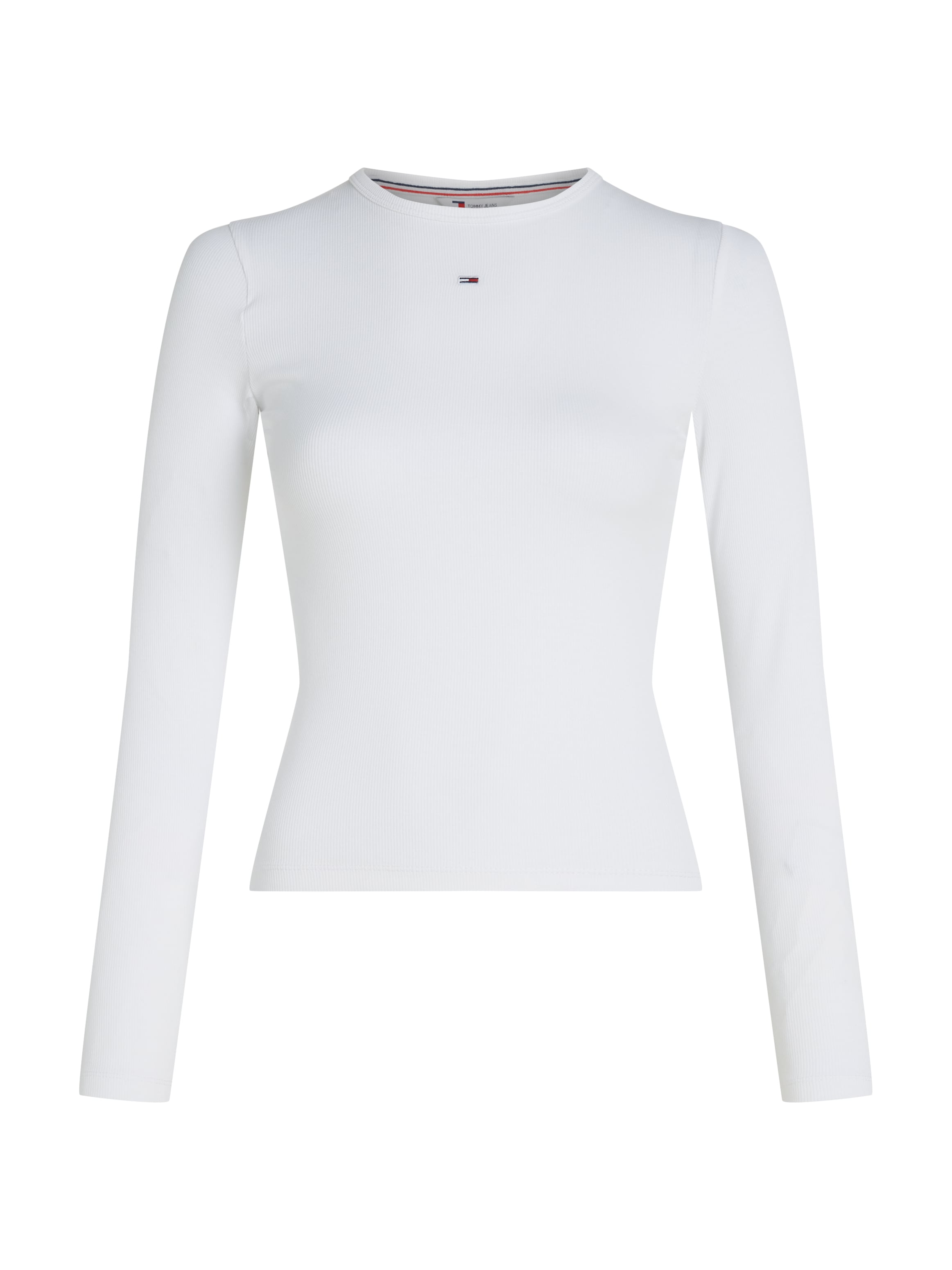 Tommy Jeans Langarmshirt »Slim Essential Rib Longsleeve Rippshirt«, in Rippoptik, mit Logostickerei