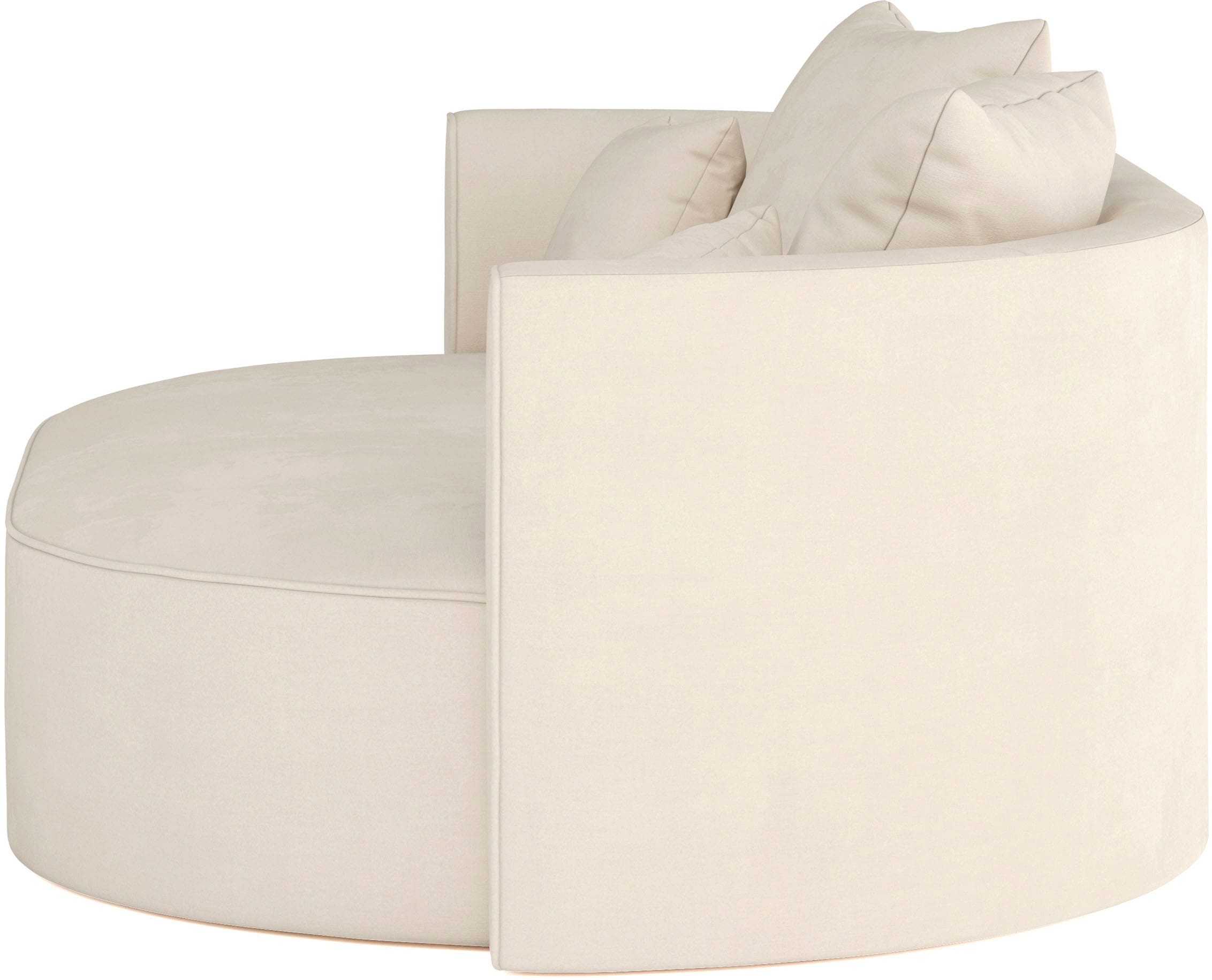LeGer Home by Lena Gercke 2,5-Sitzer »ISALIE, rundes Loungesofa, mit Kissen, perfekt gepolstert«, moderne Stoffe, mit 4 Zierkissen, extra grosse Sitzfläche